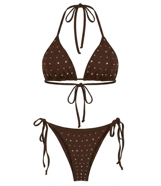 Studs Bikini Set Brown