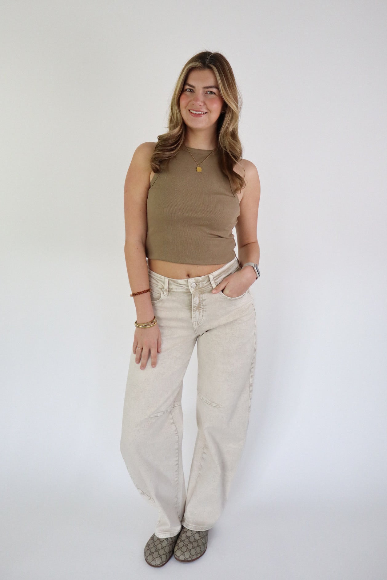 LAULIA BALLOON JEANS BEIGE Y3395-2M