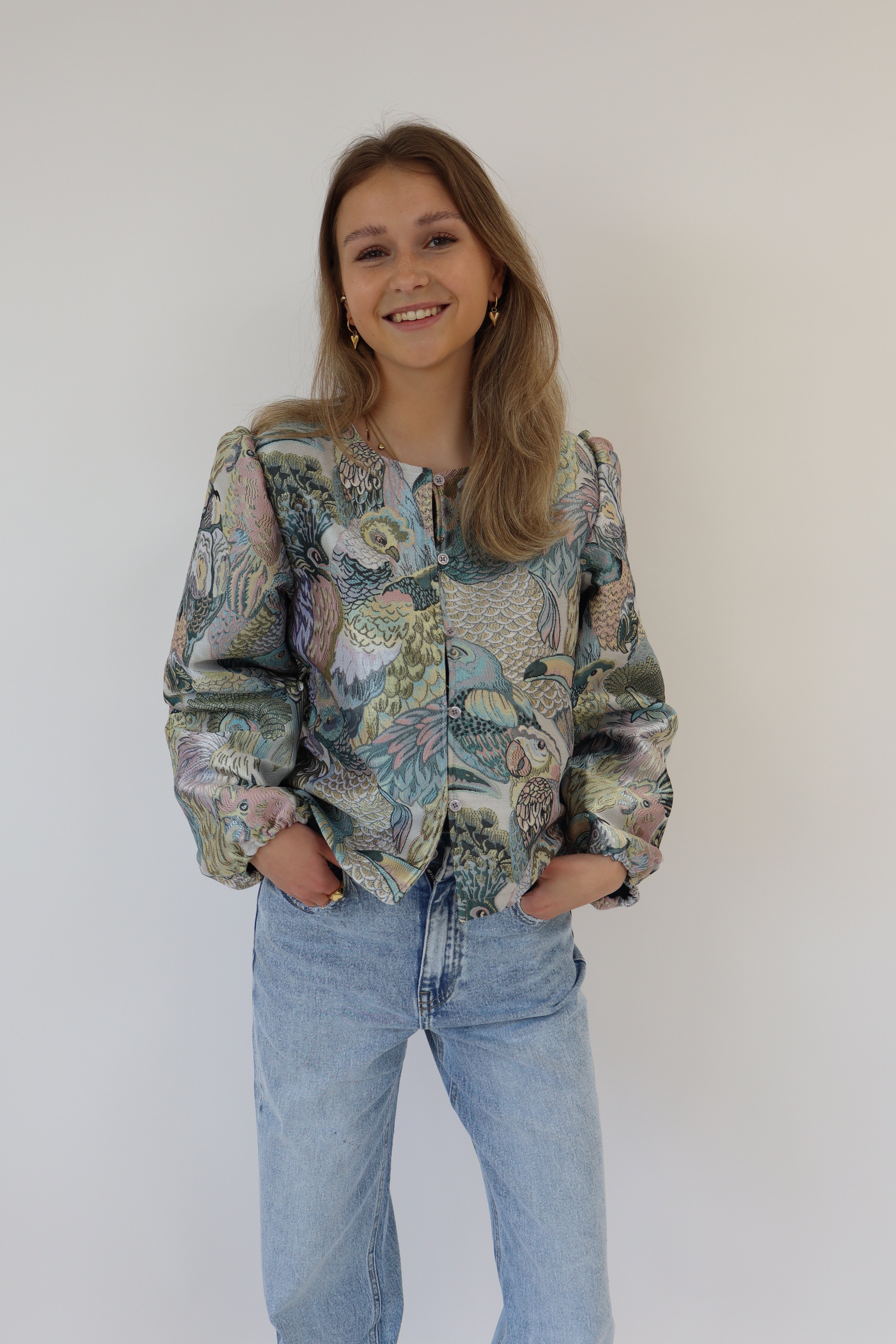Dana Top Vogel Print Groen