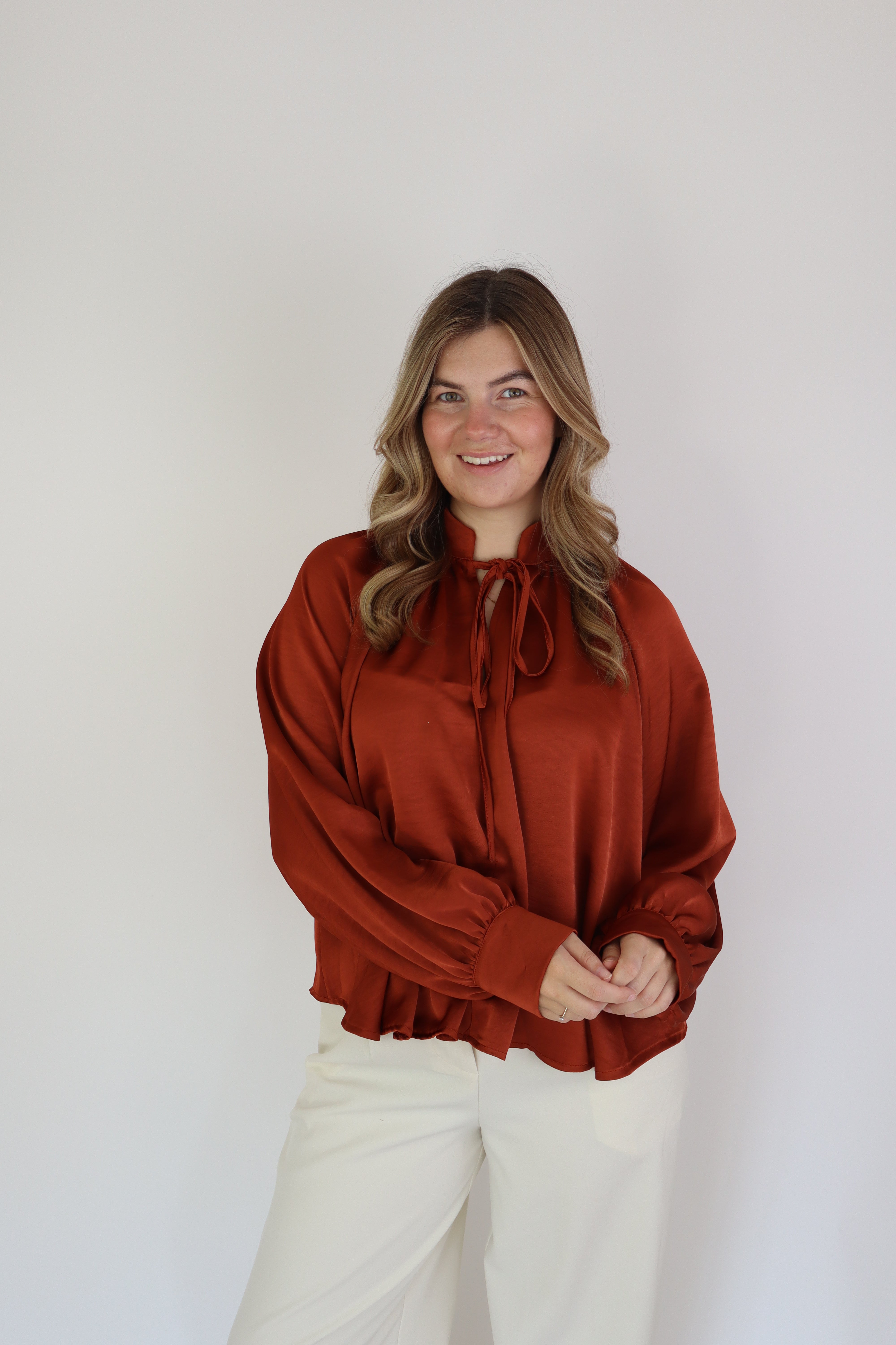 Layla Satijnen Blouse Roest
