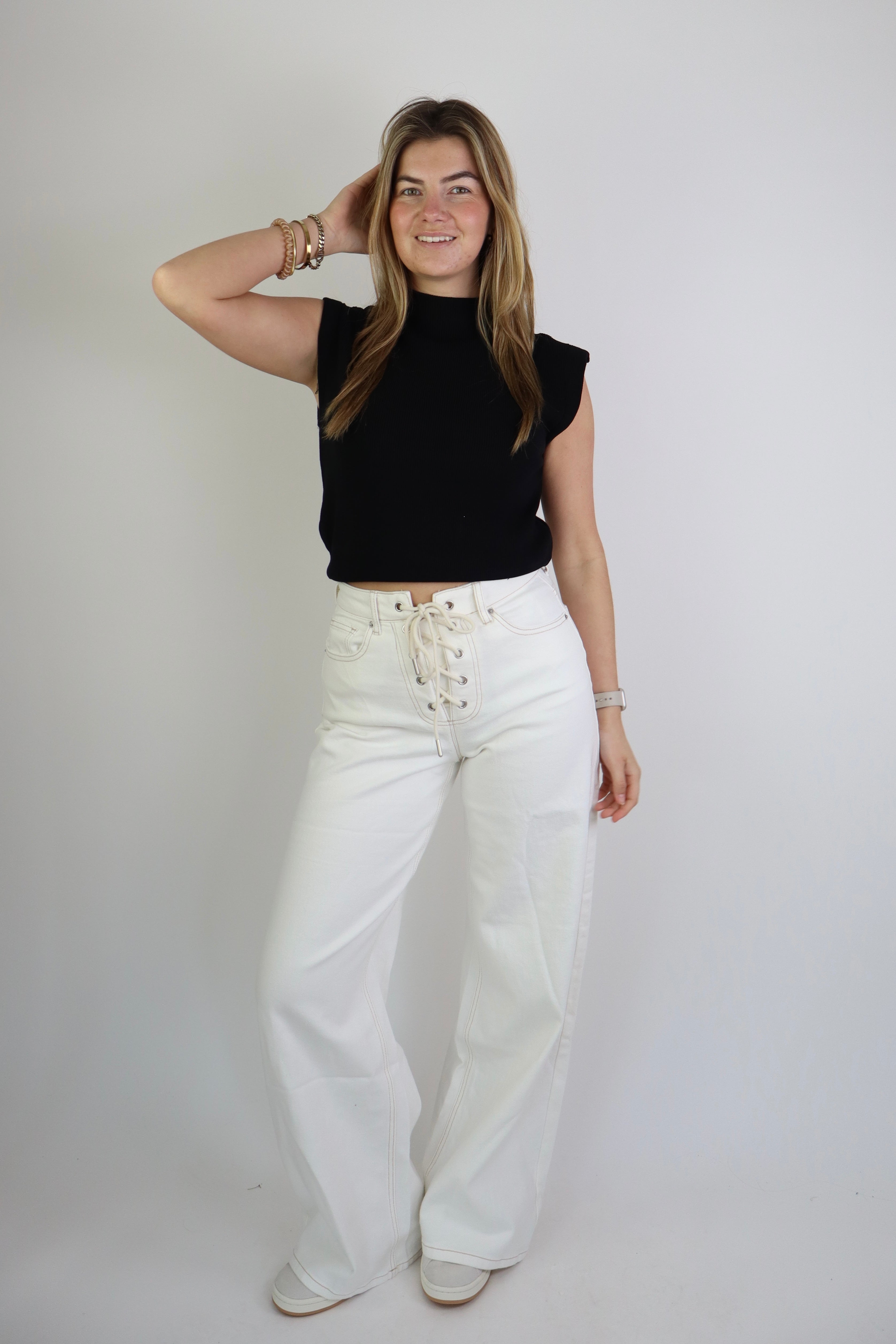 Wide Leg Jeans Rope White