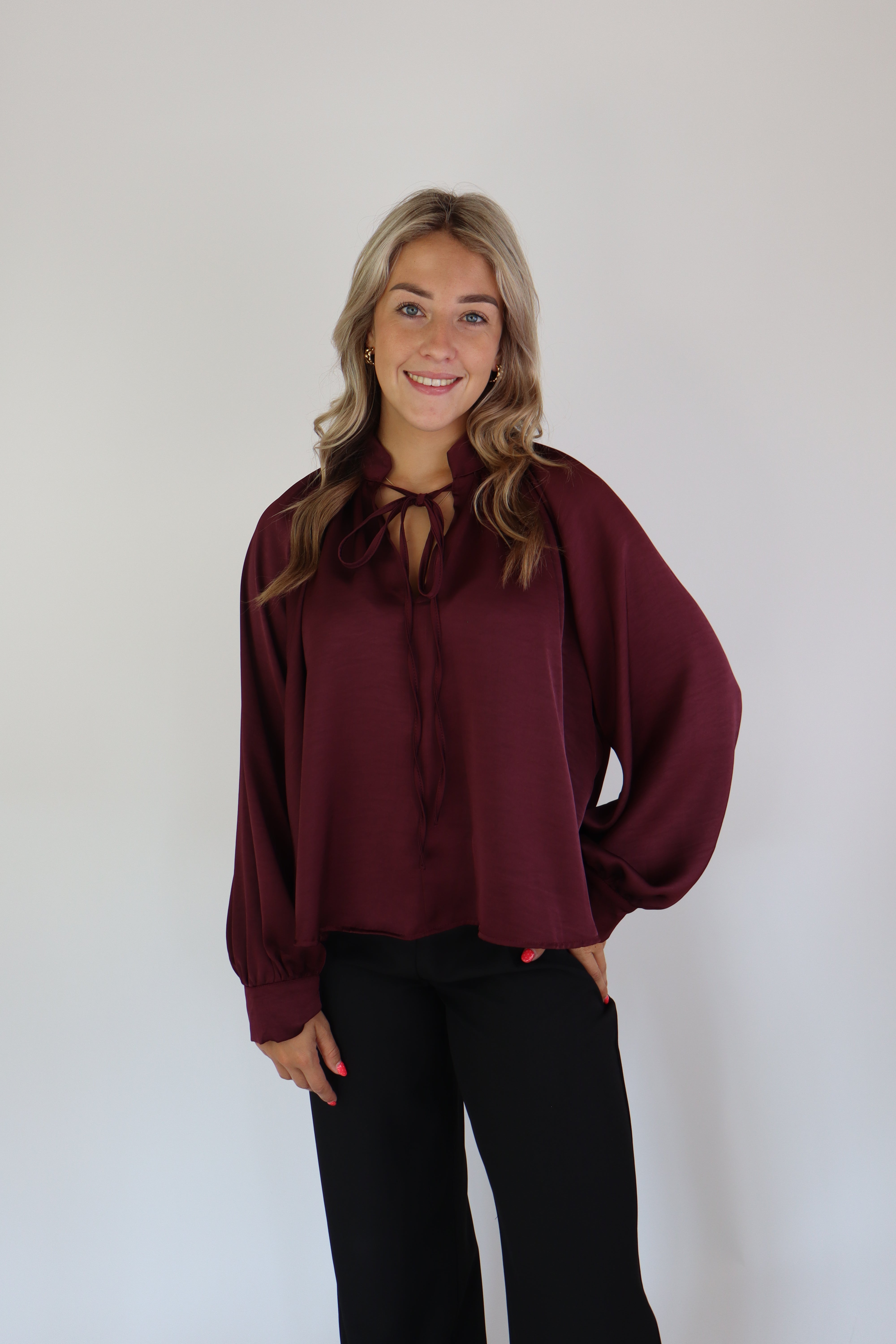 Layla Satijnen Blouse Bordeaux