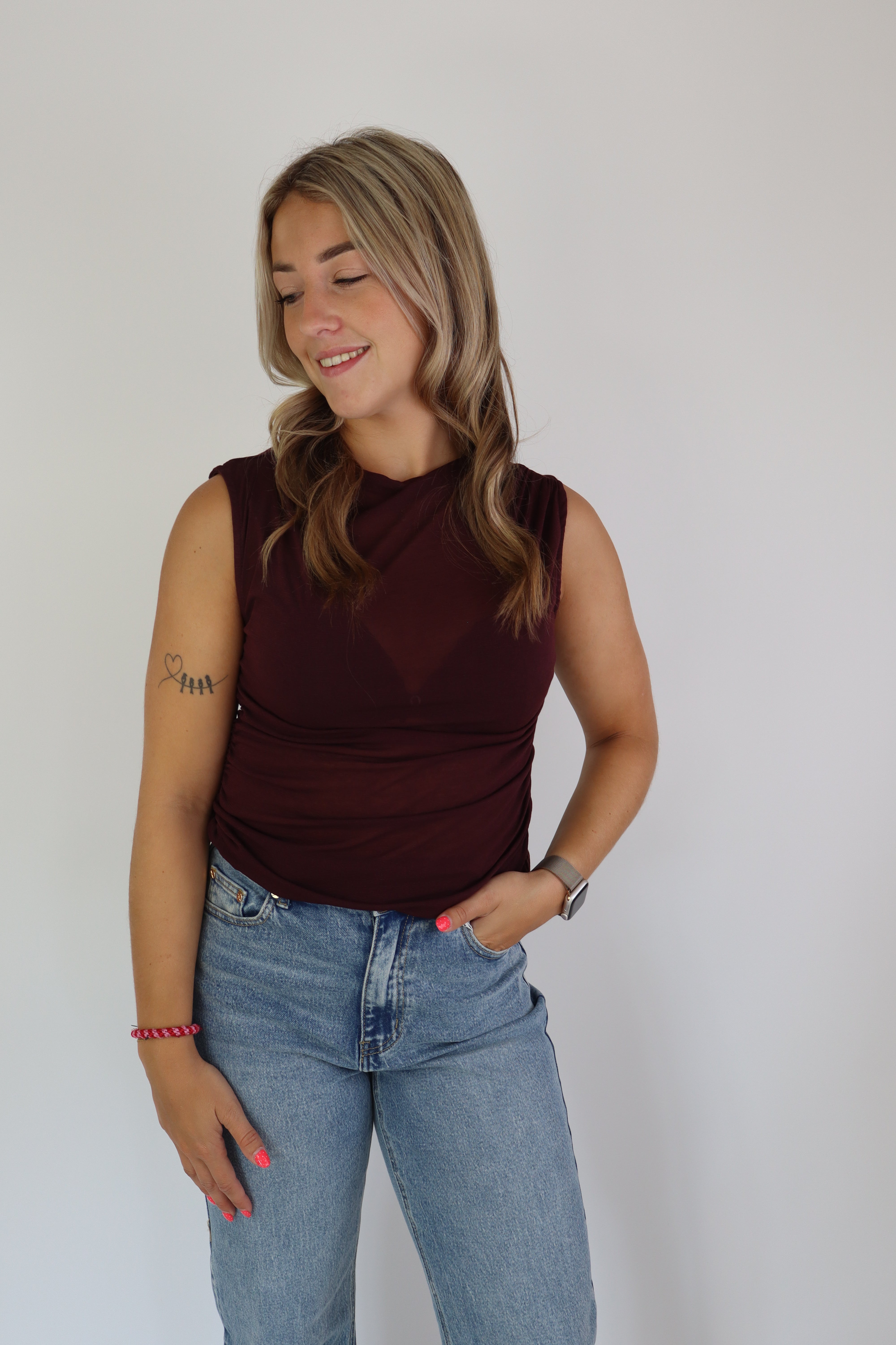 Ambika Mesh Top Bordeaux