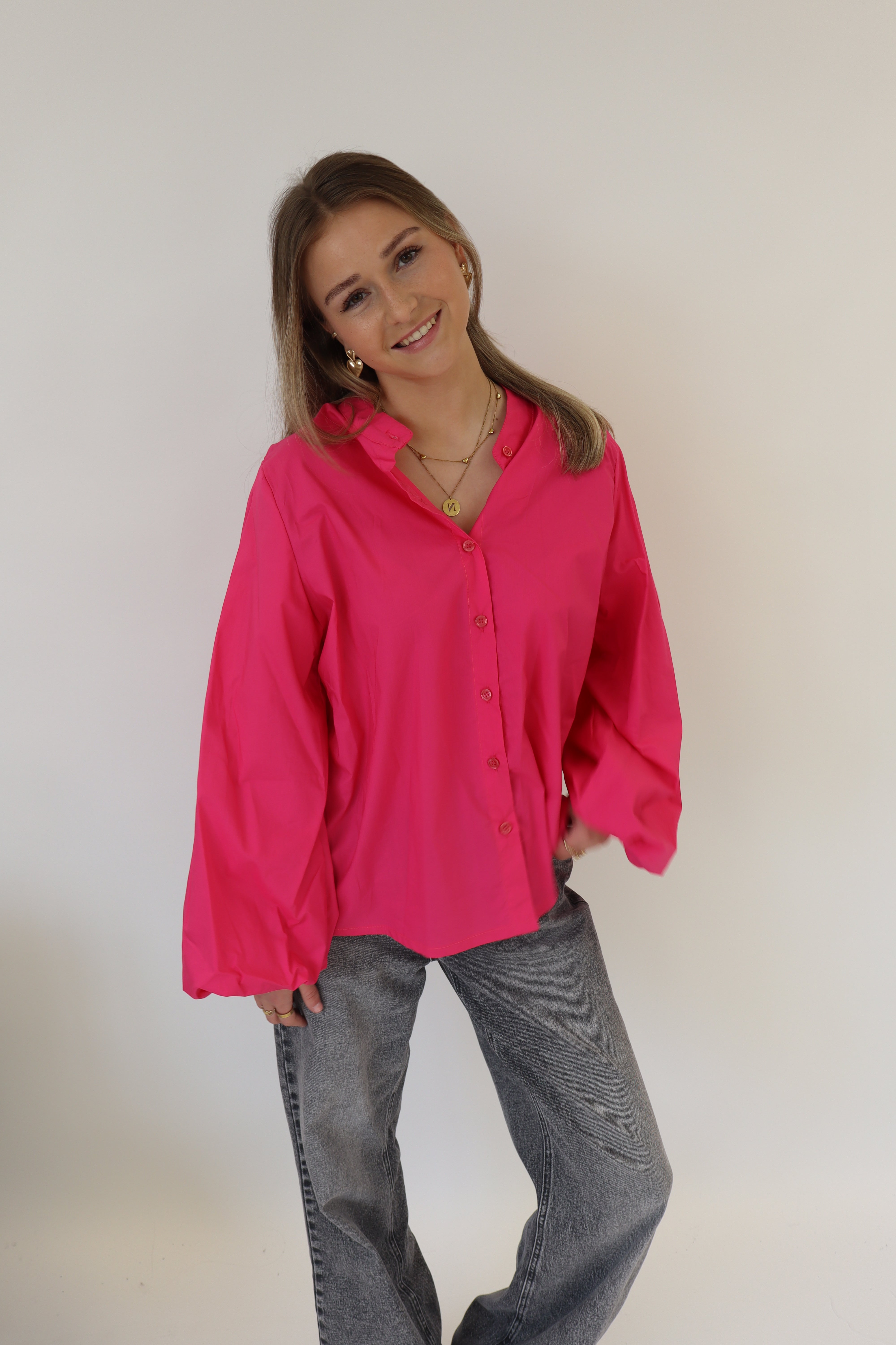 Dani Blouse Lange Mouw Fuchsia
