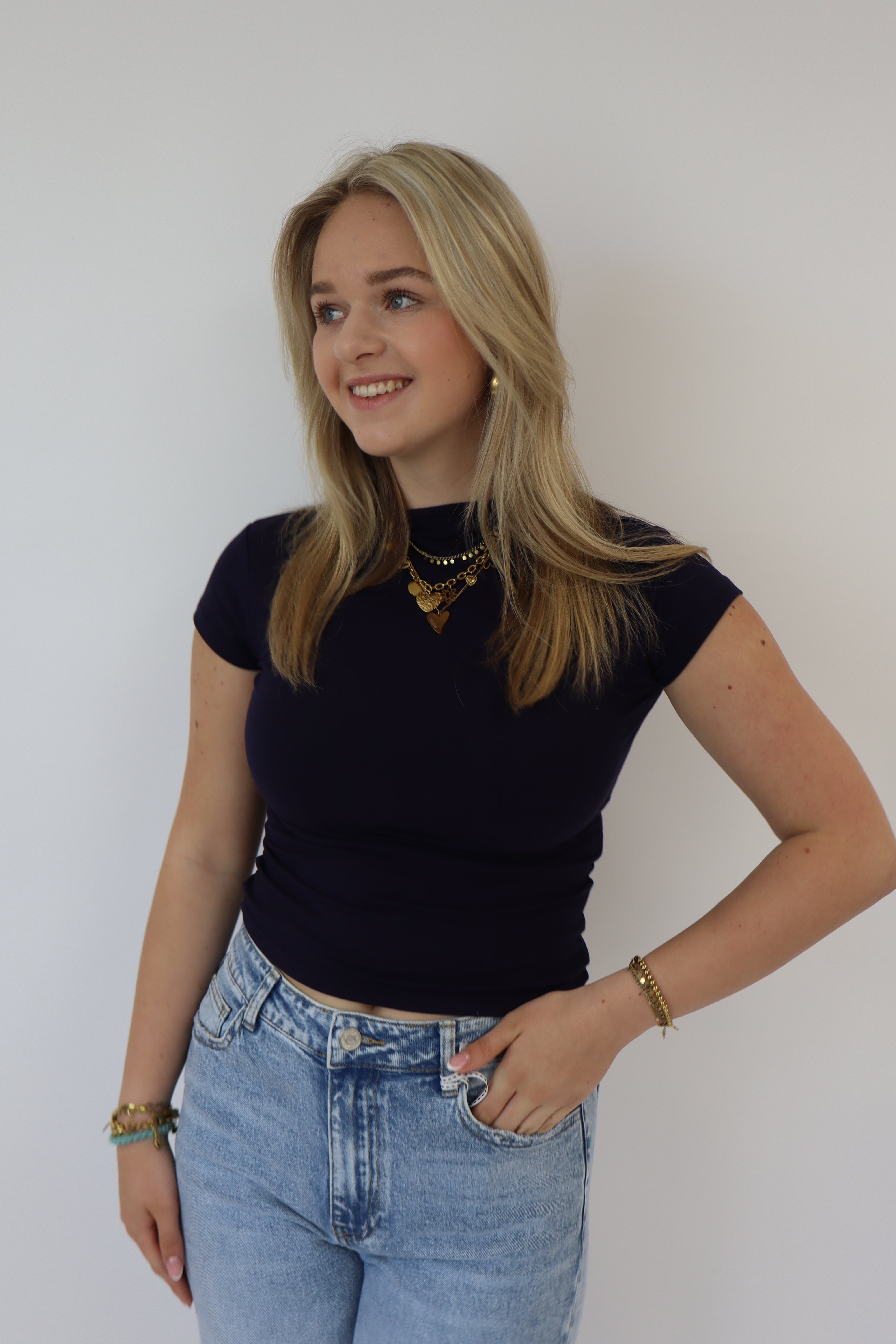 Luna Basic Top | Navy