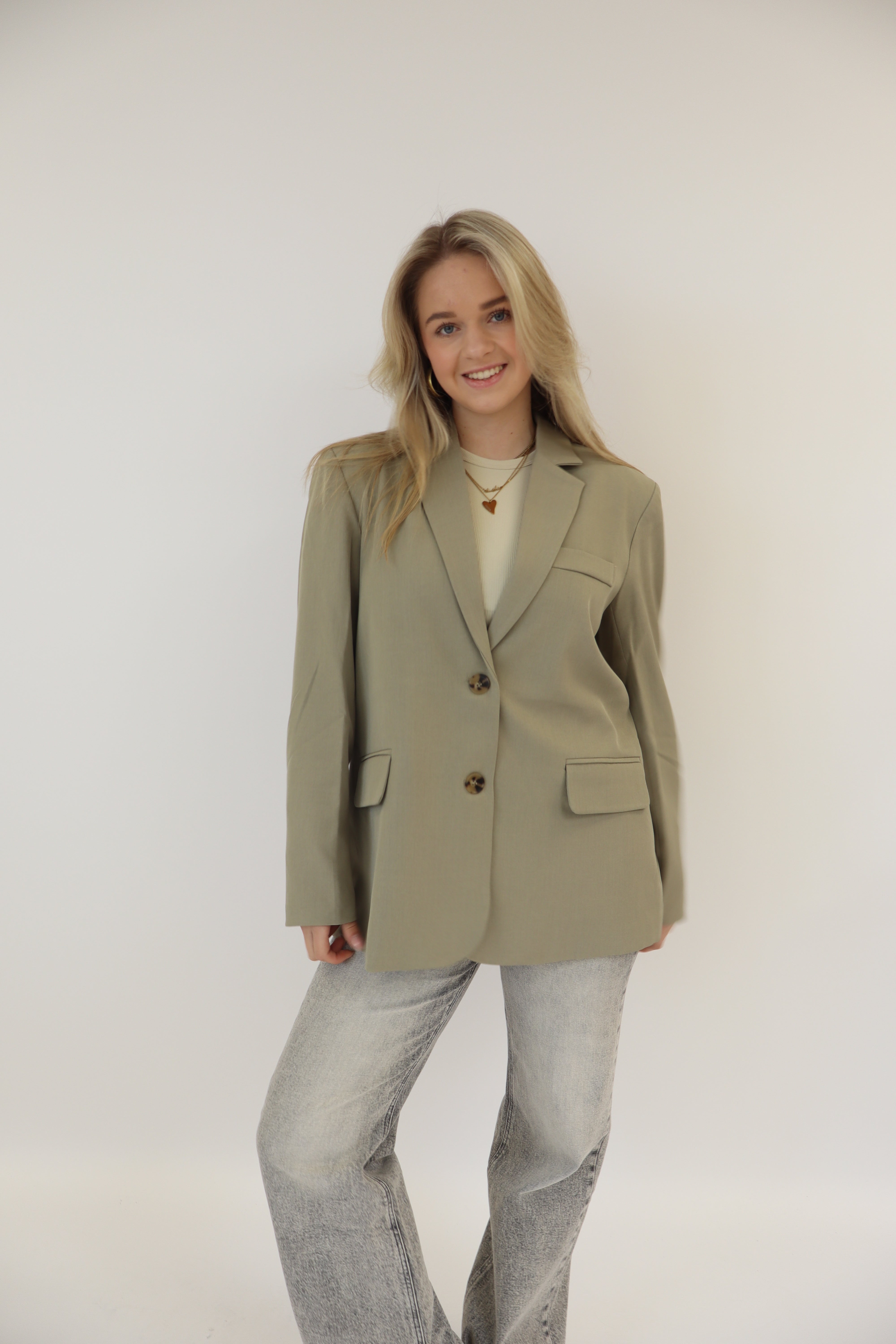Mona Split Blazer Olijf Groen | 24806