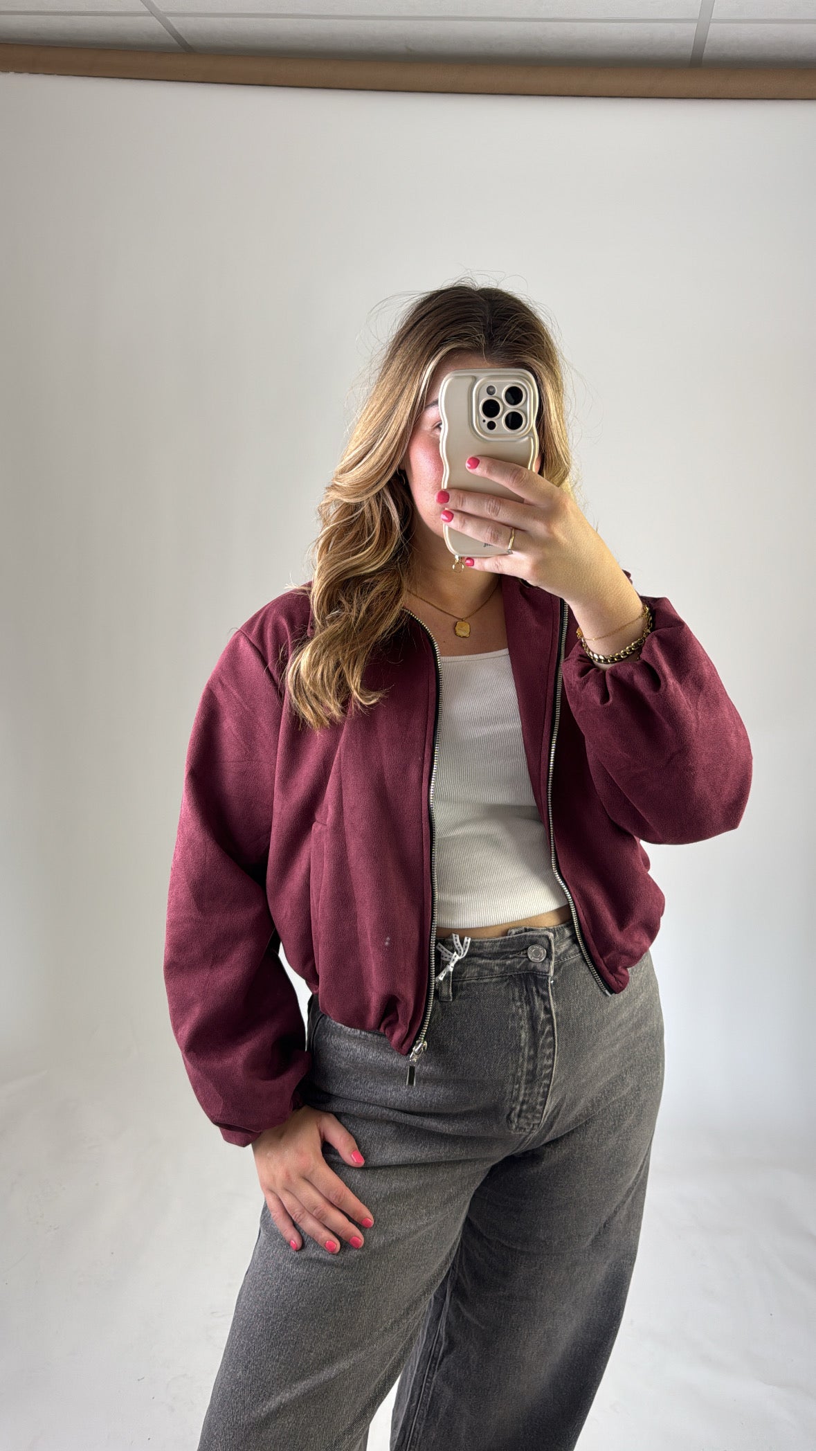 Suede Jacket Bordeaux