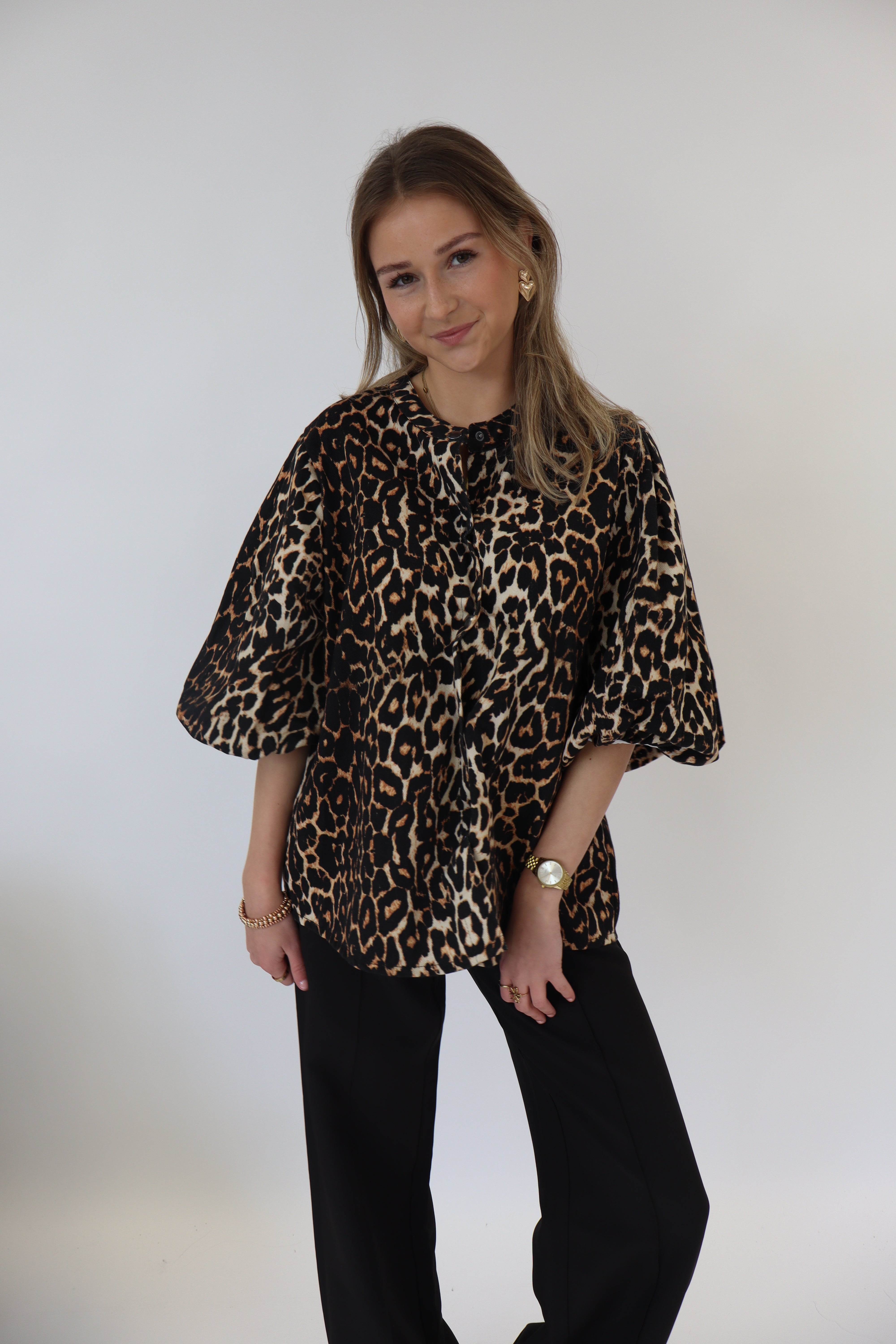 Denim Leopard Top
