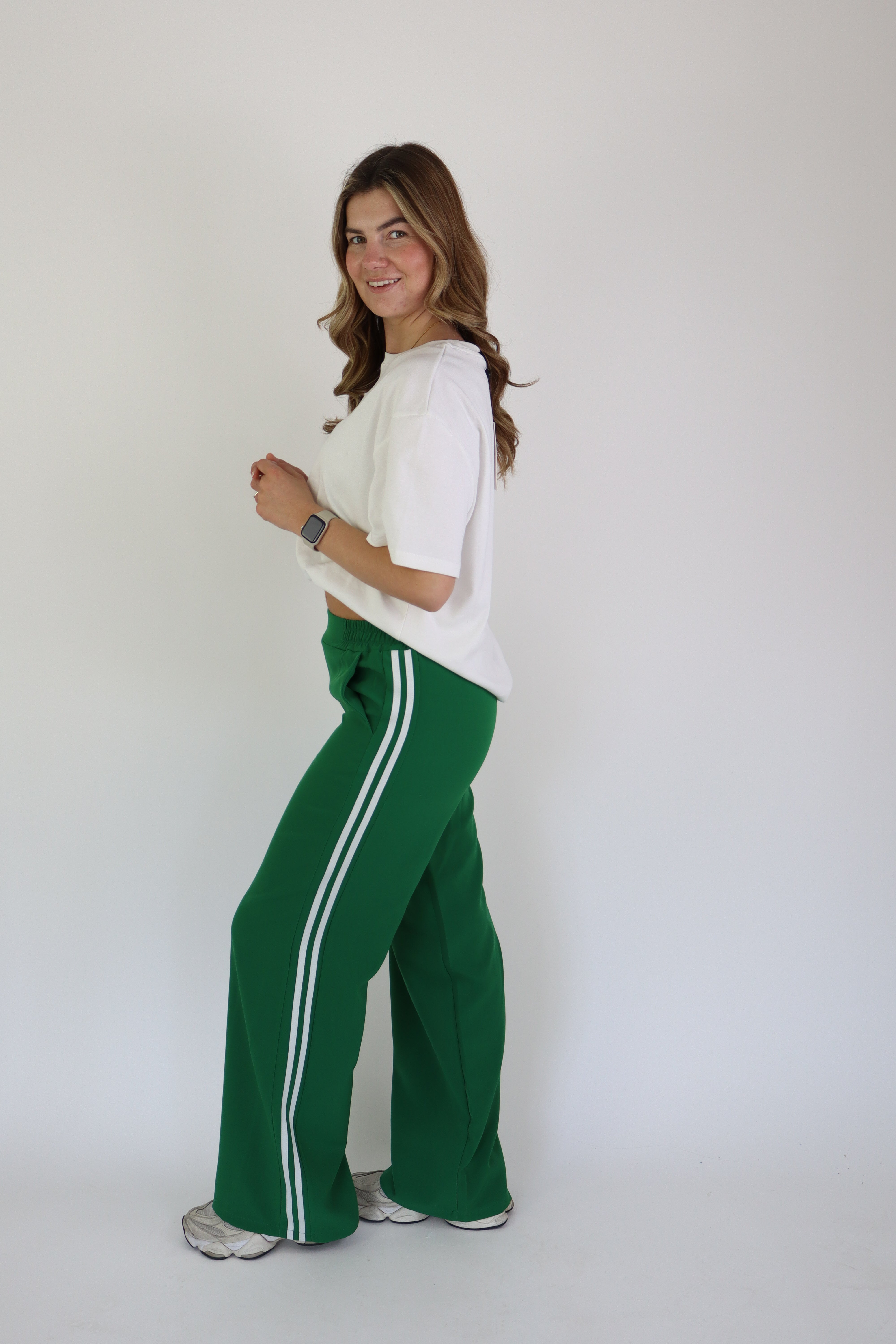 Striped Pantalon Green