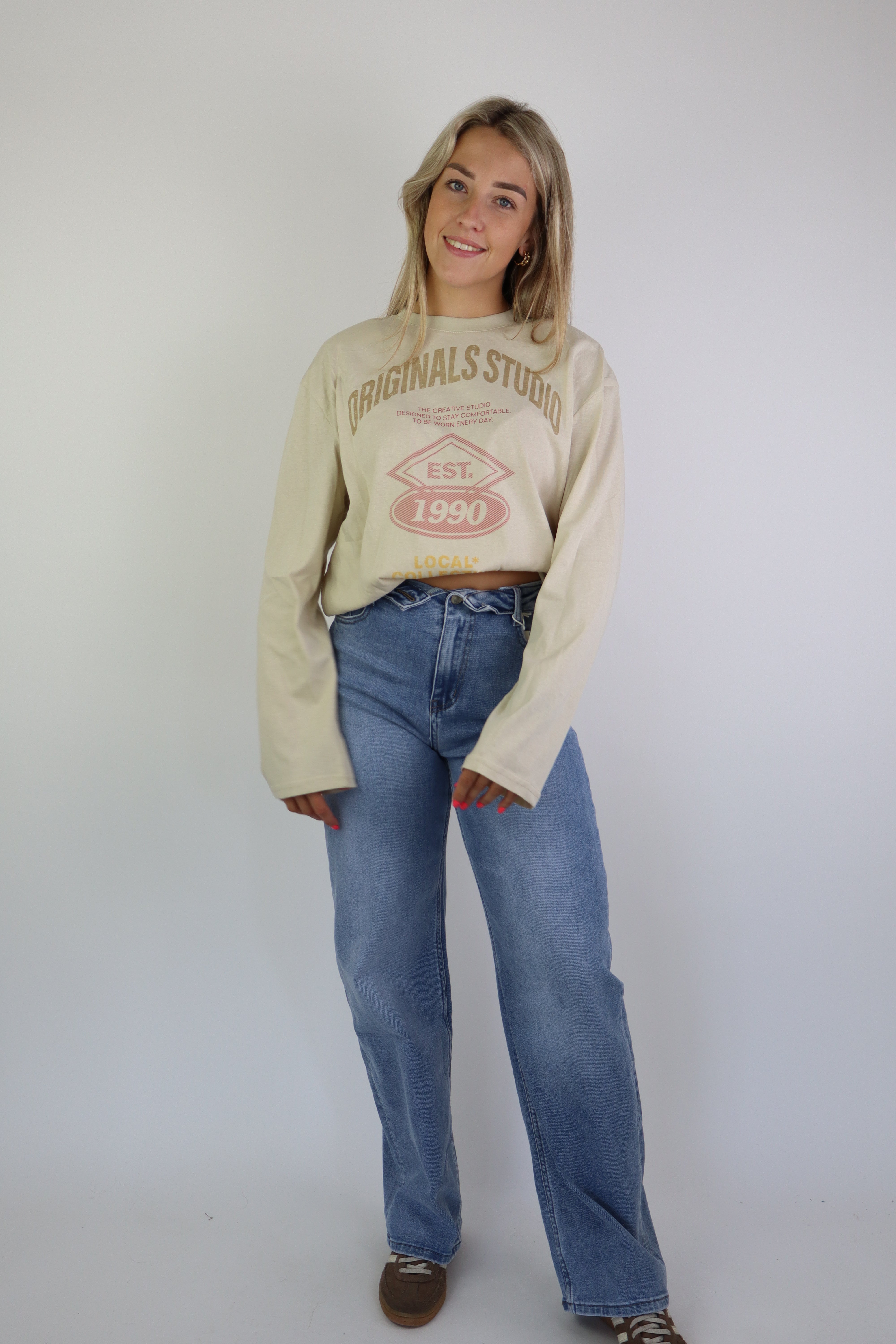 Fold Over Jeans Denim HM1511-1