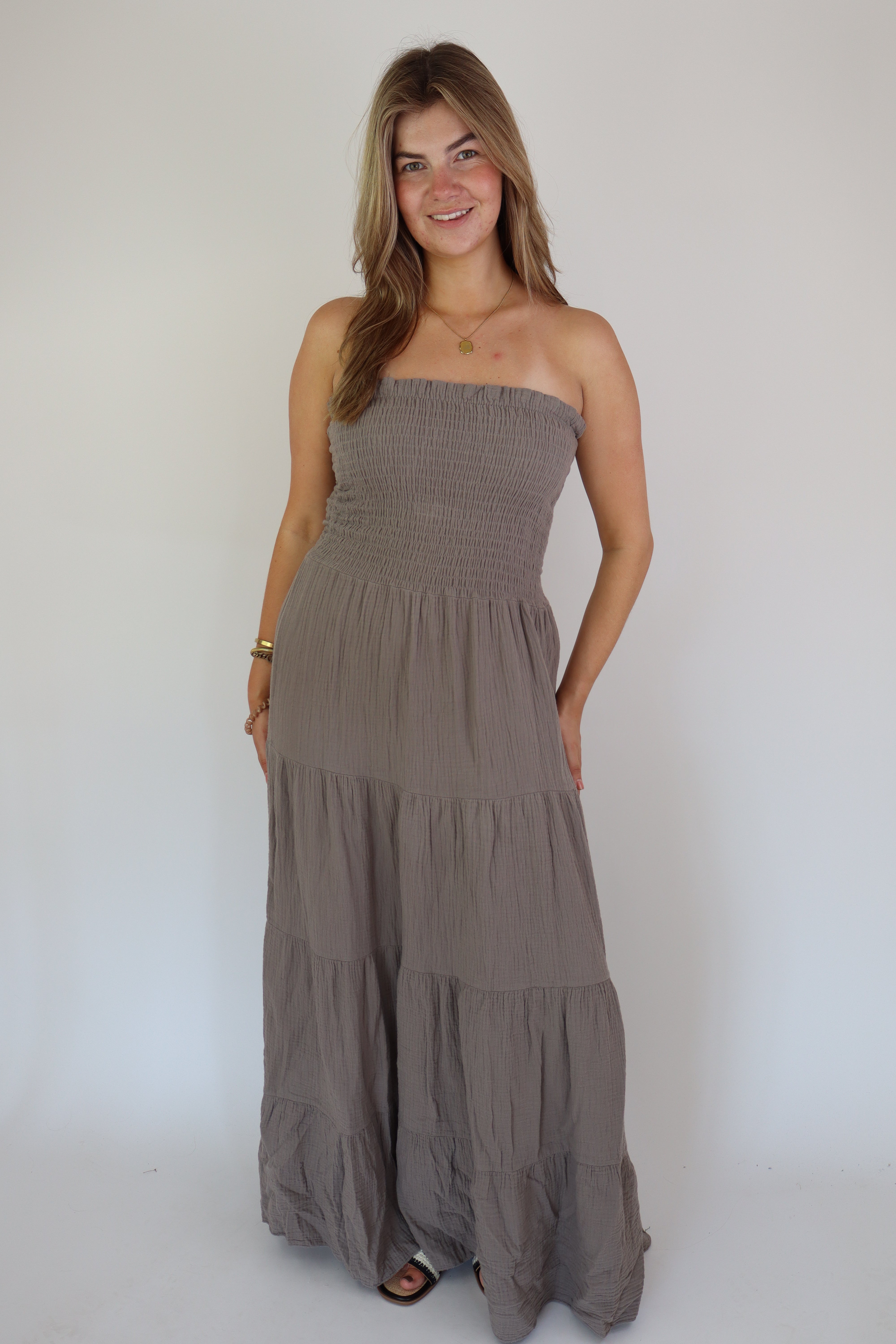 Katoenen Maxi Dress Taupe