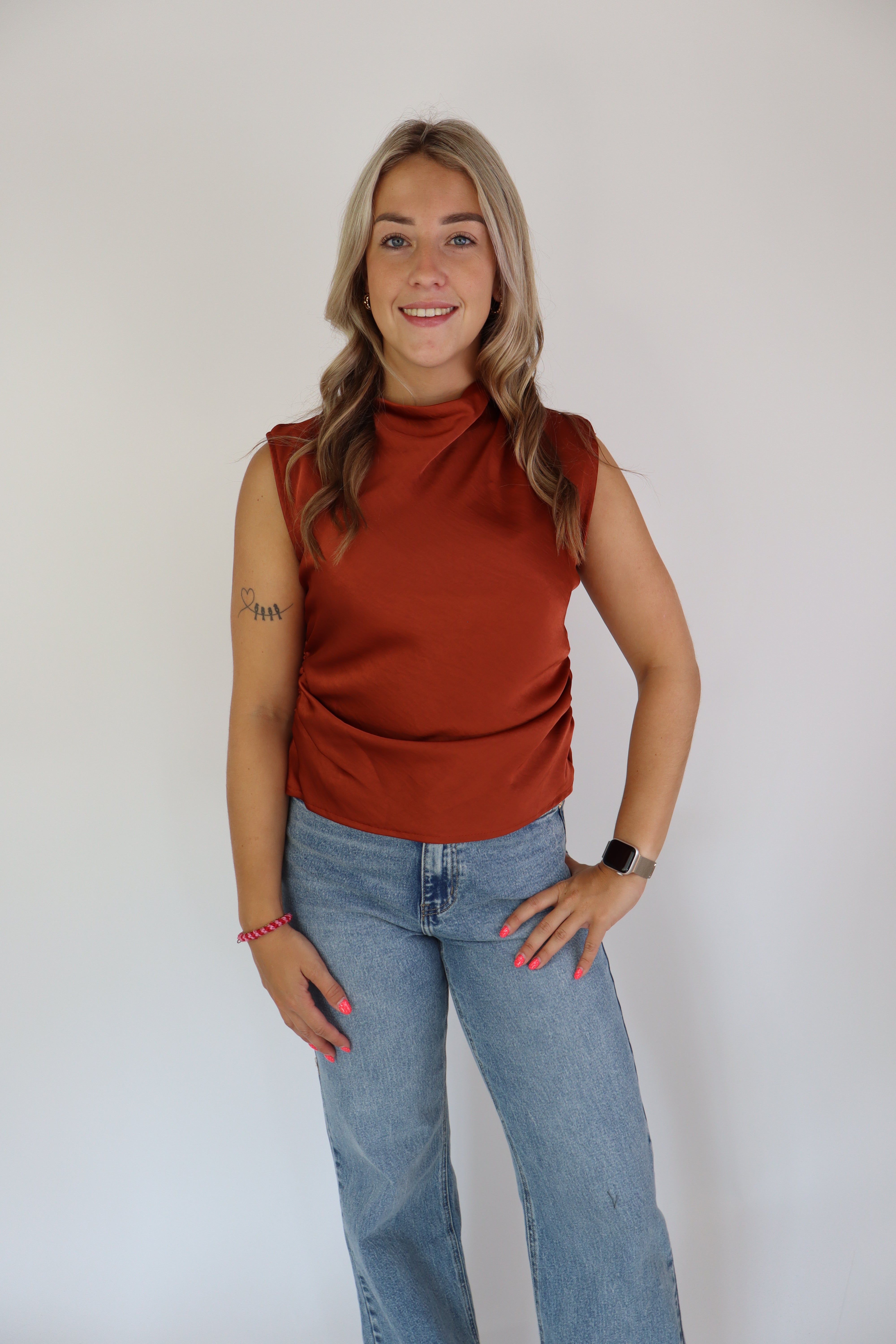 Noor Satijnen Top Roest