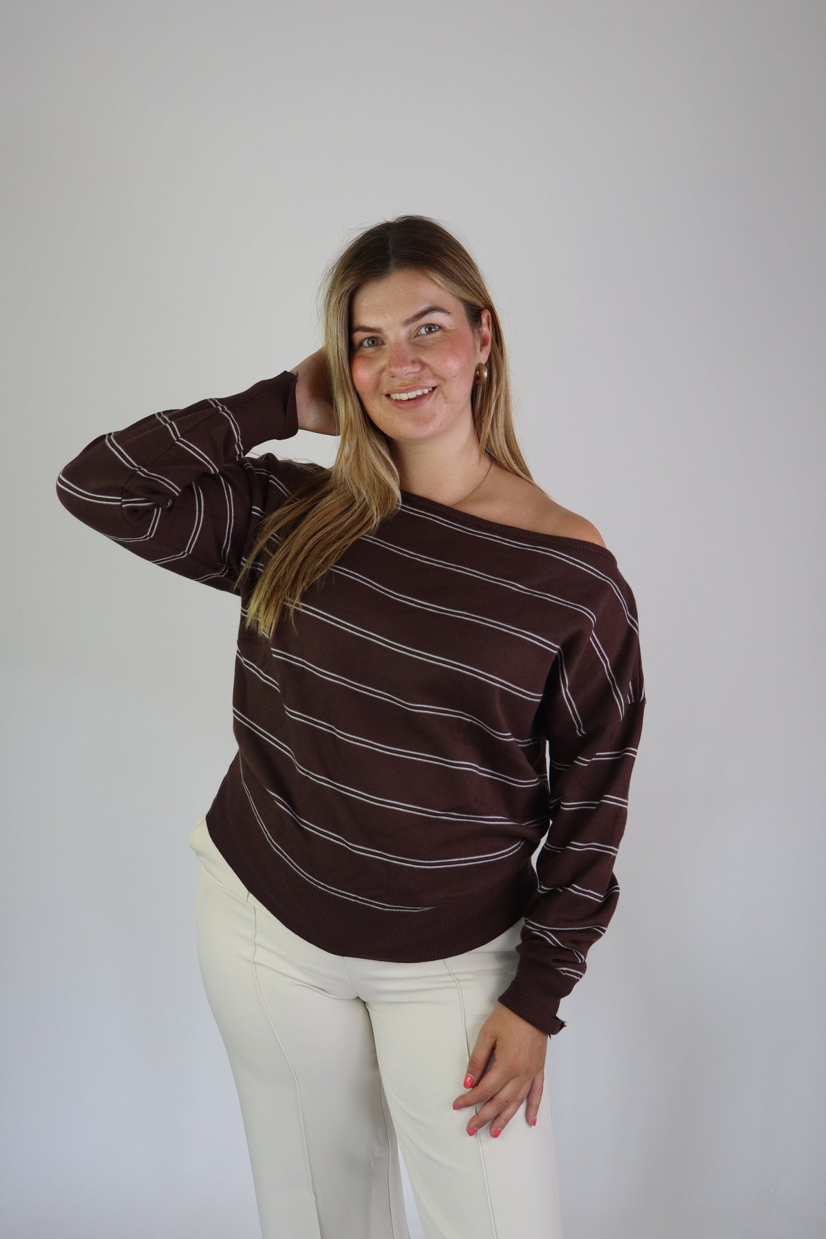 Emmy Off Shoulder Knit Brown