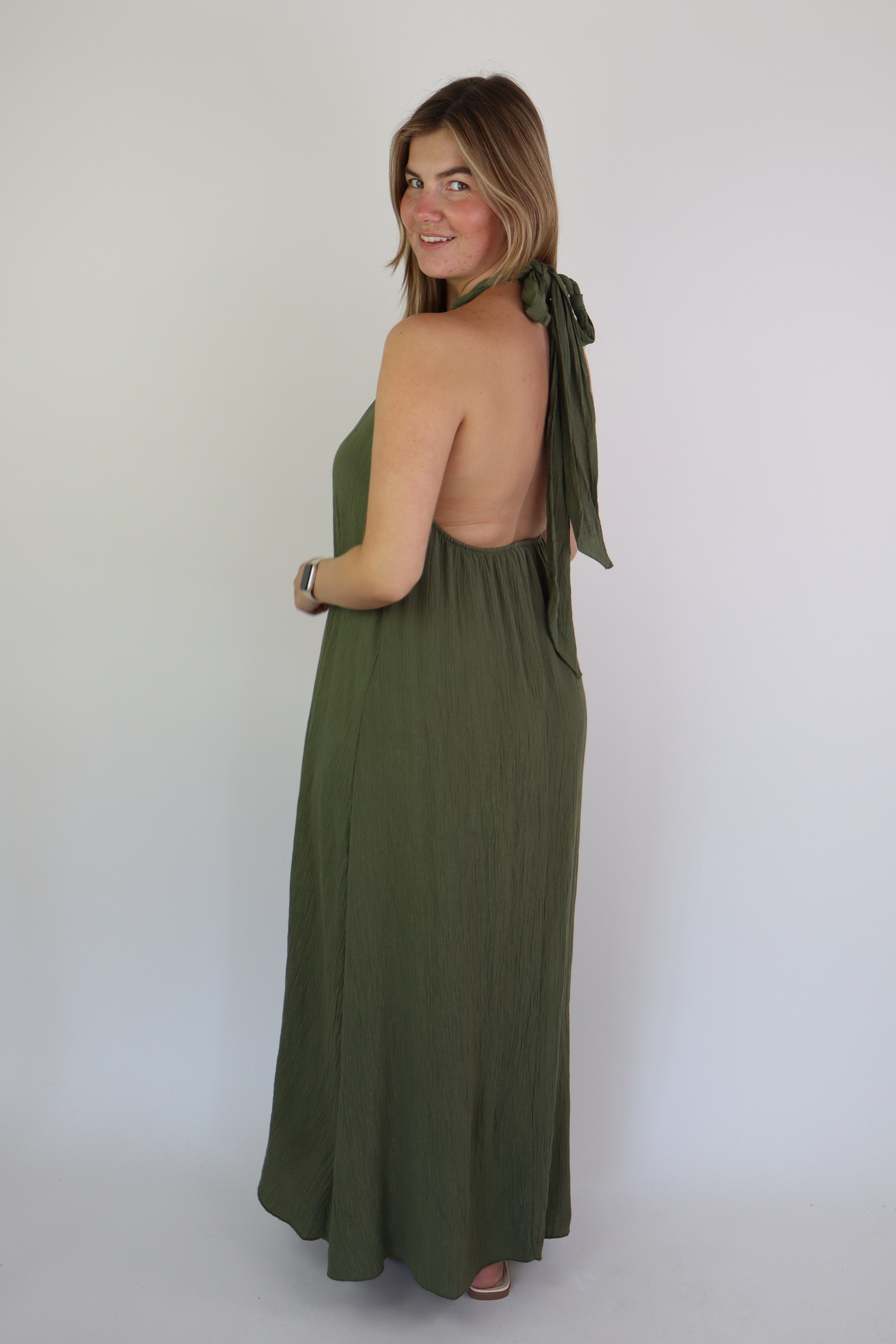 Roma Maxi Dress Army Green