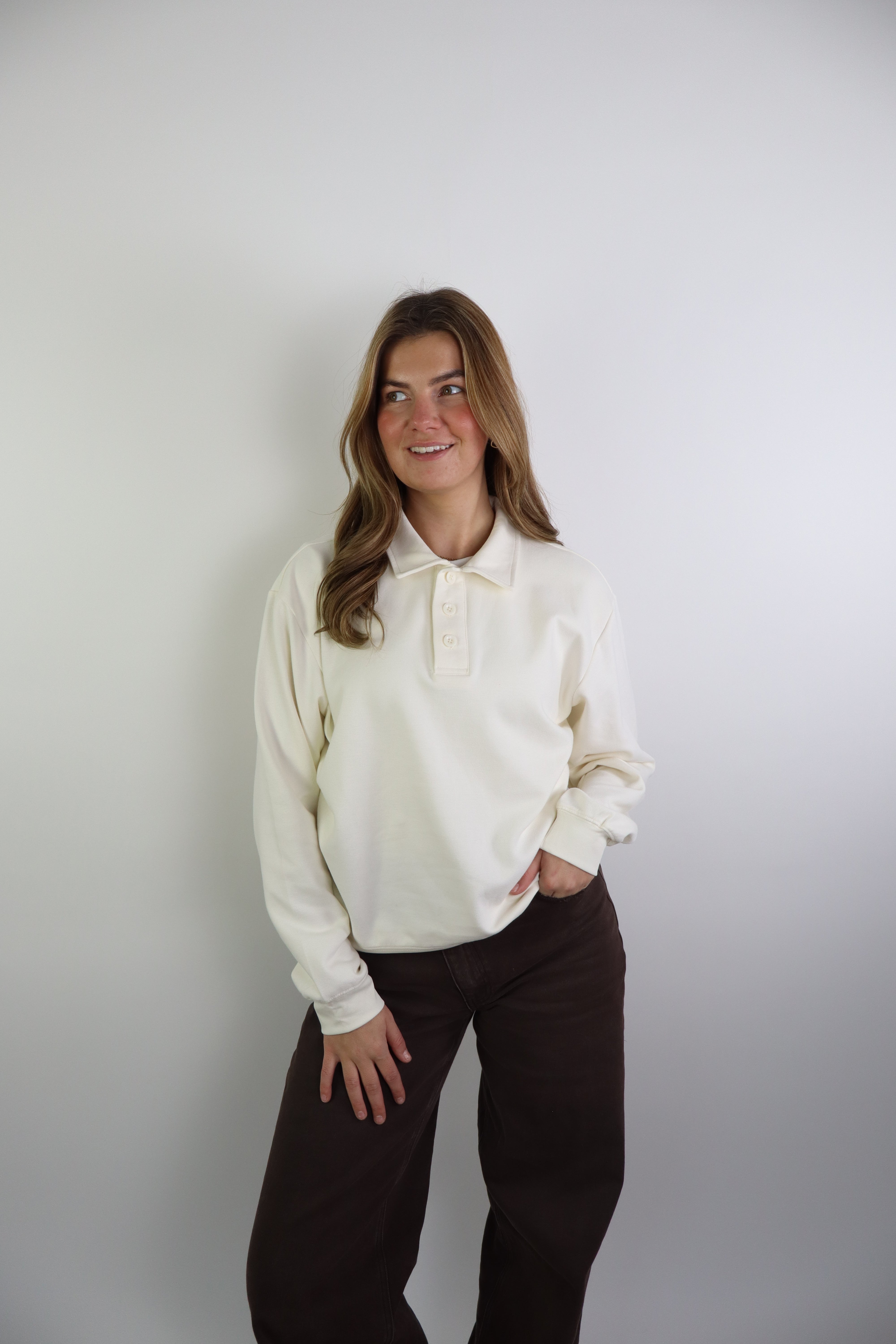 By Kie Basic Polo Sweater Off-White