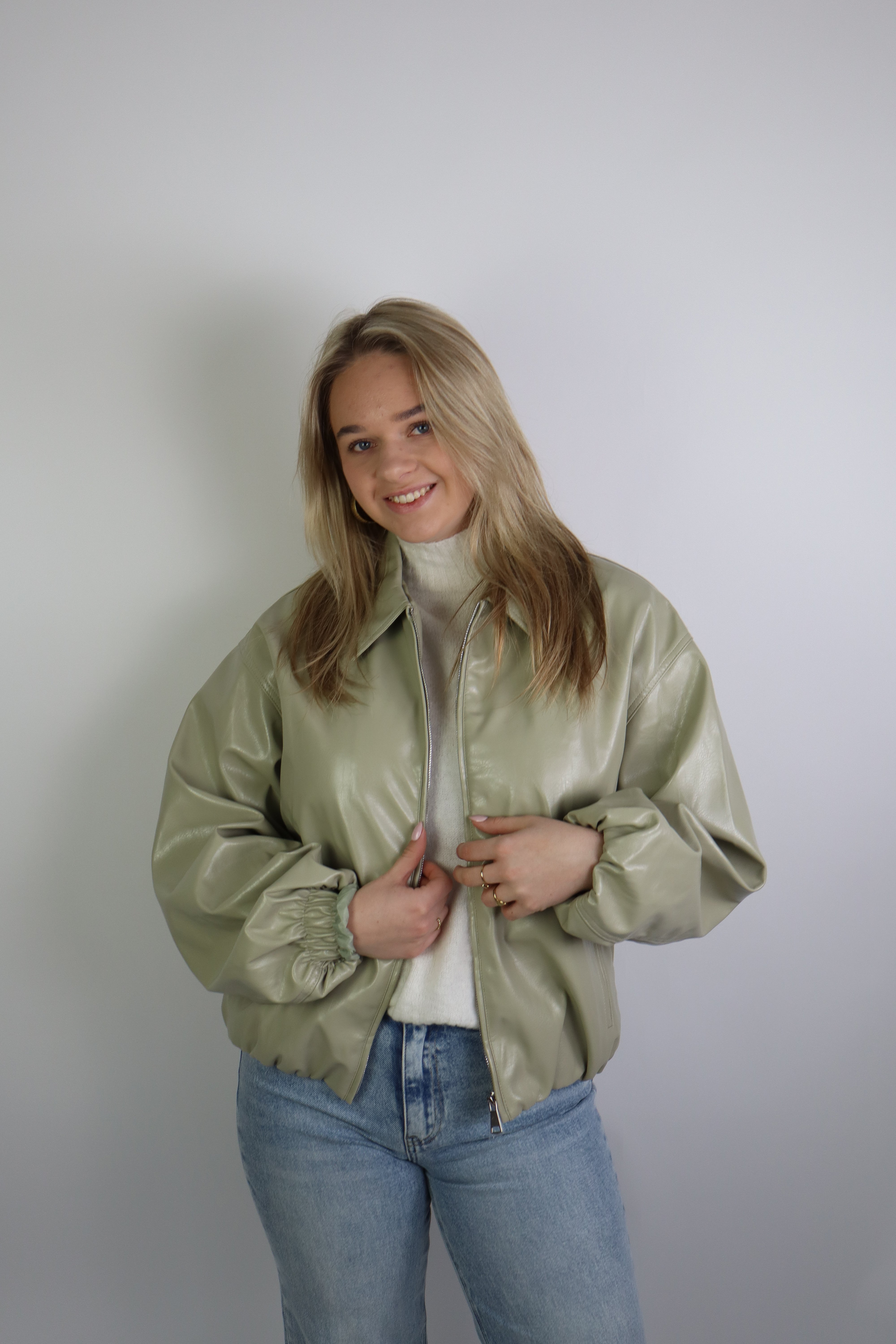 Natasja Leather Jacket Light Green