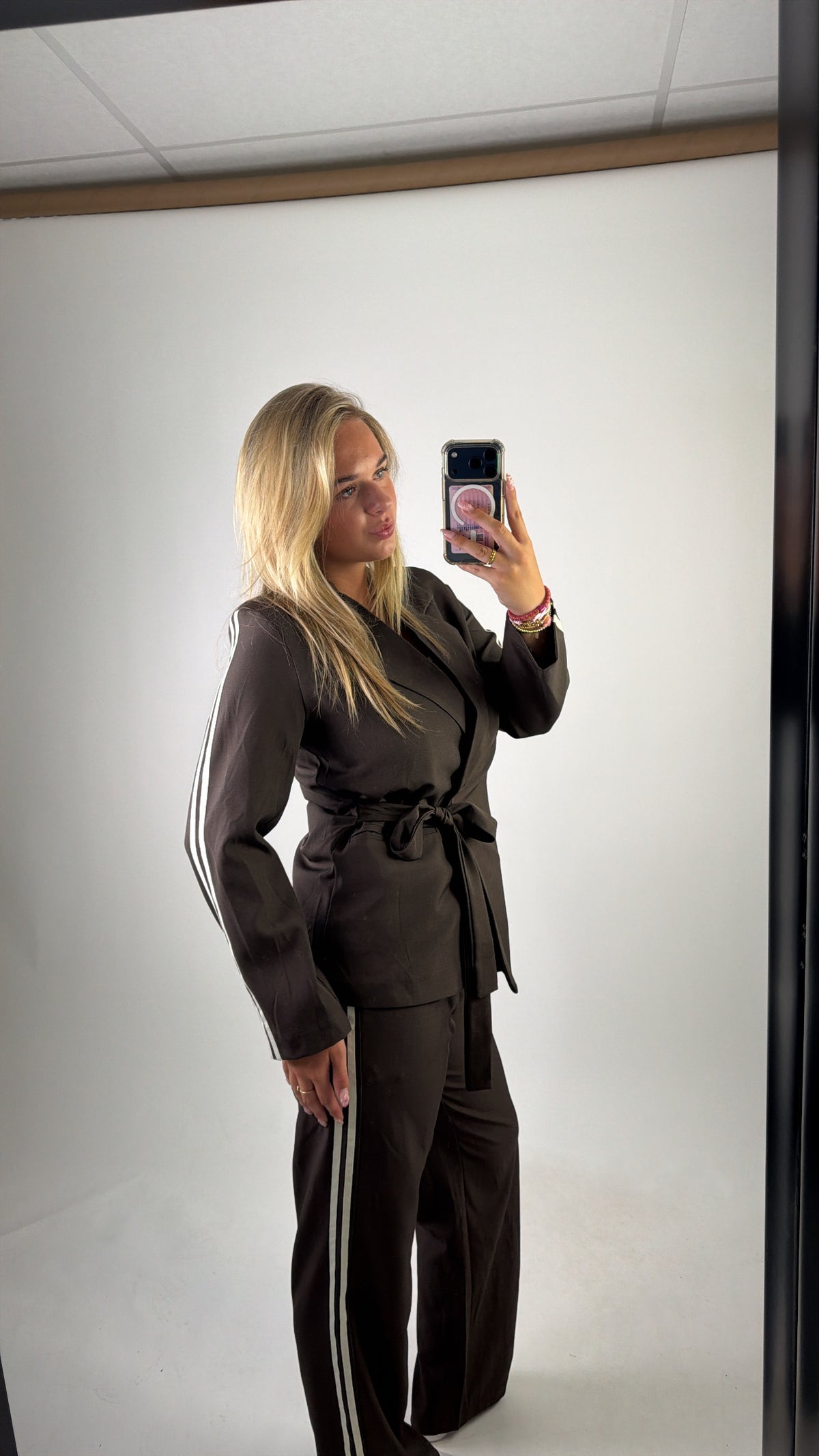 Gina Striped Blazer Brown