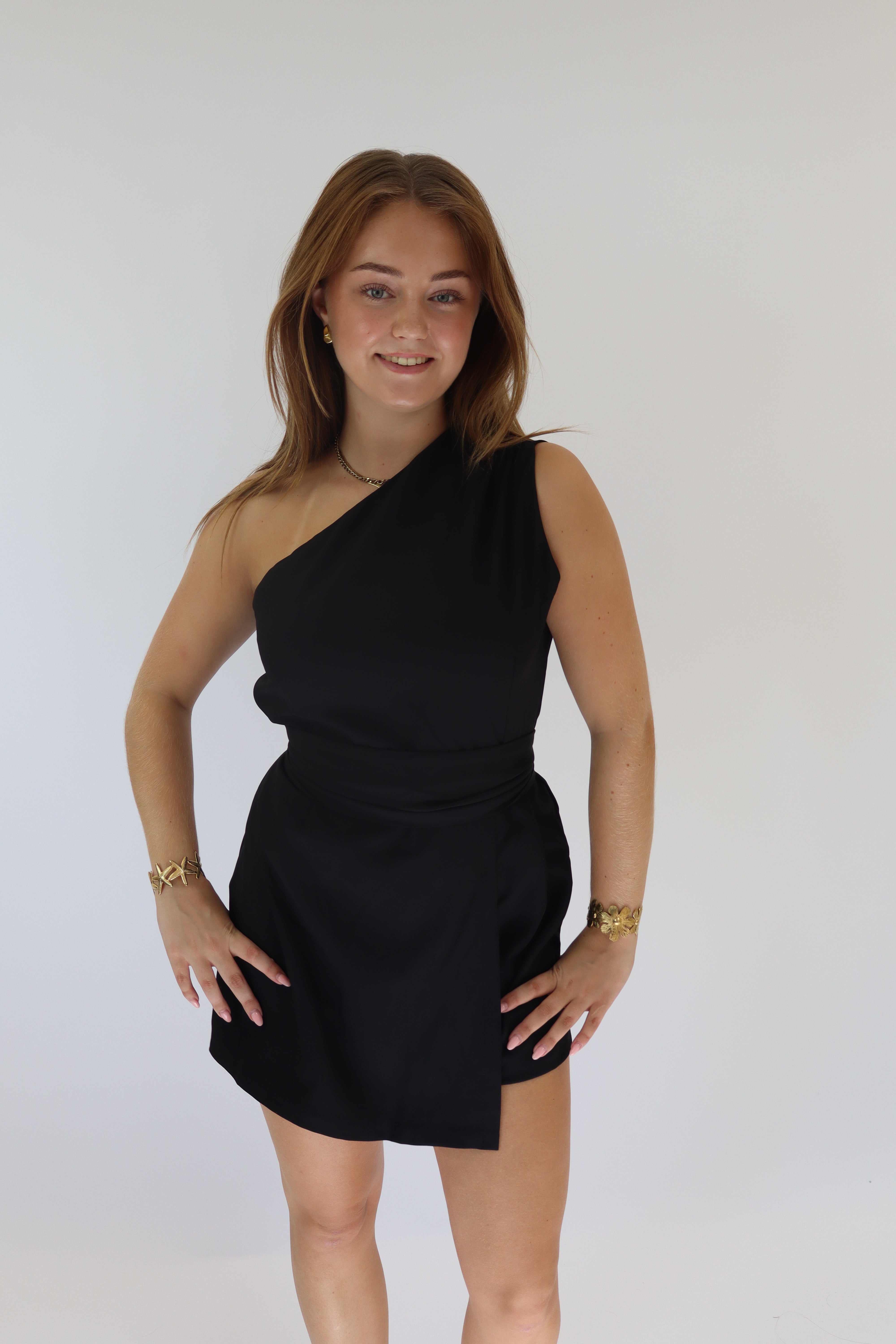 Alysha One Shoulder Playsuit Black