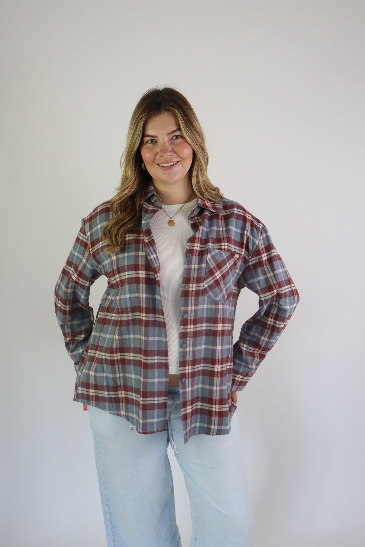 Ruitjes Blouse Ambika Bordeaux
