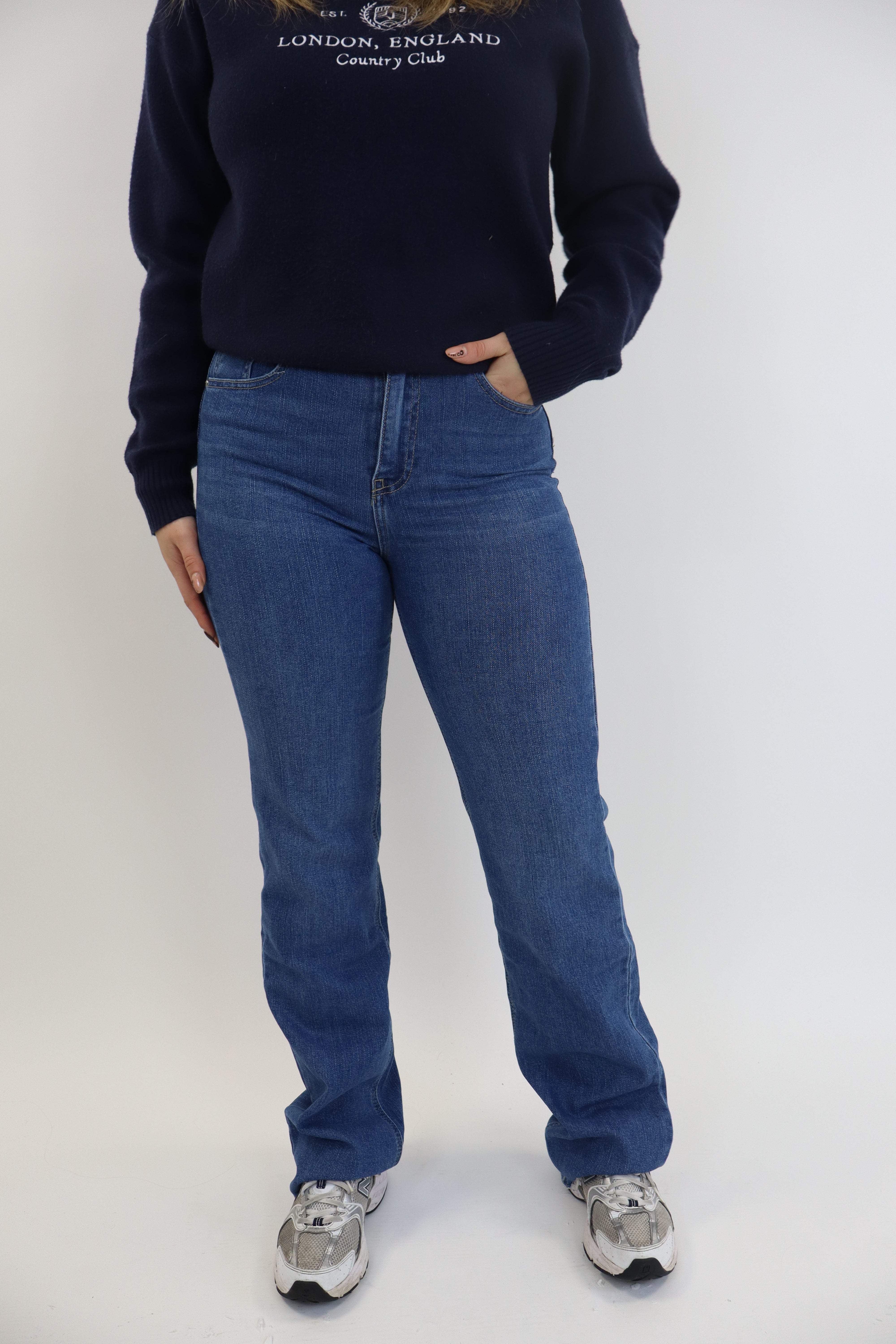 Extra Long Wide Leg Jeans Dark Denim | RD3272-1