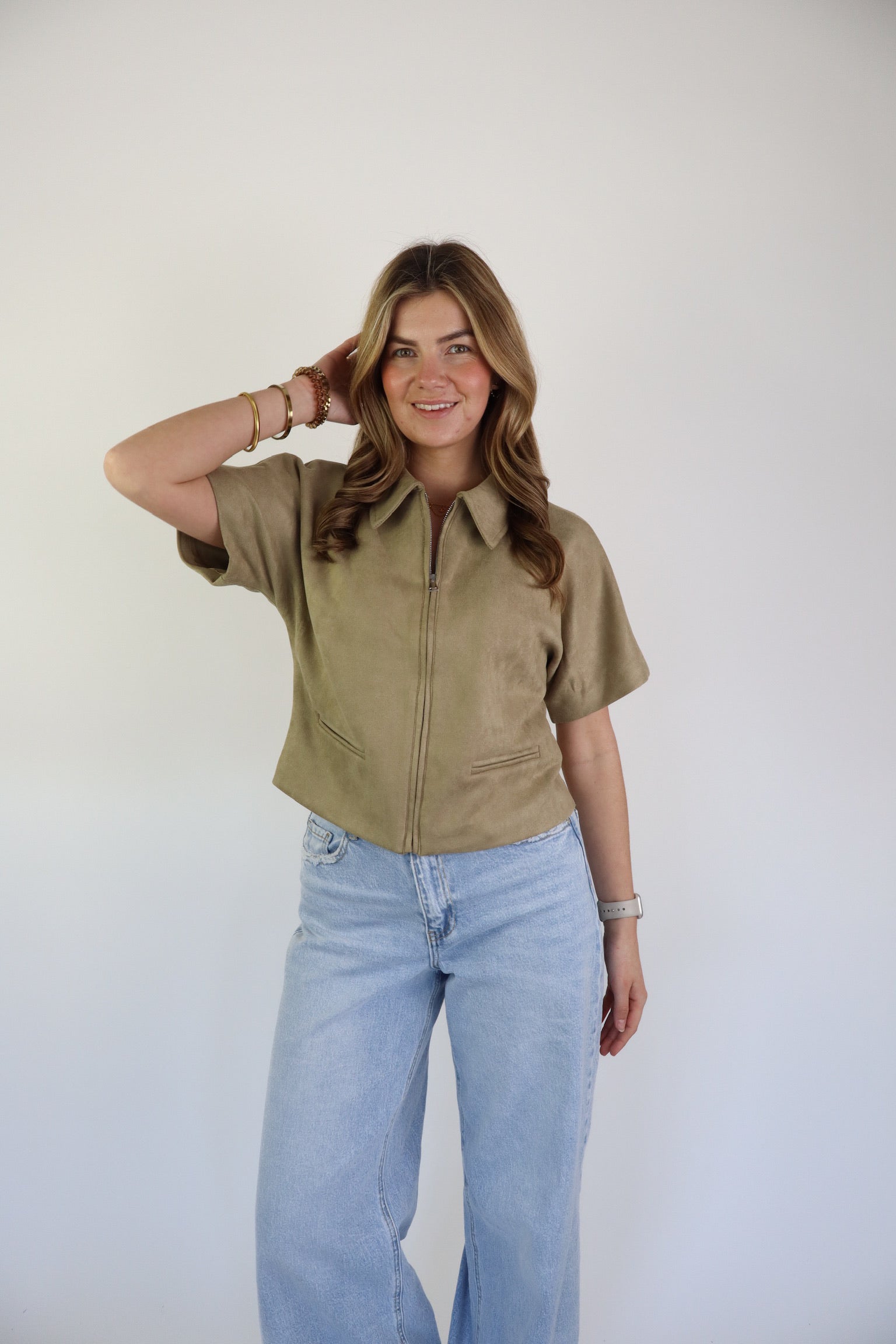 Noortje Suede Top Taupe