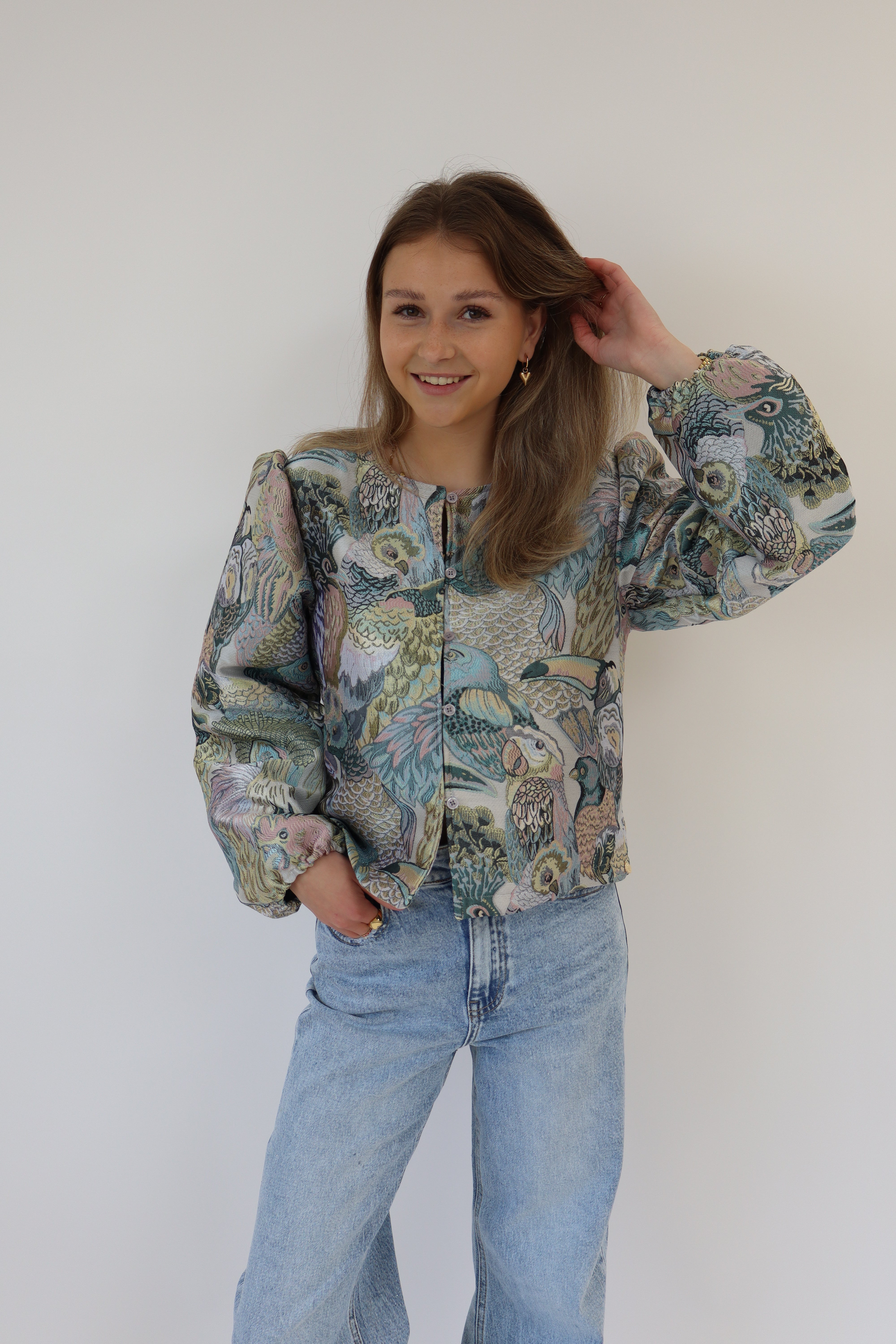 Dana Top Vogel Print Groen