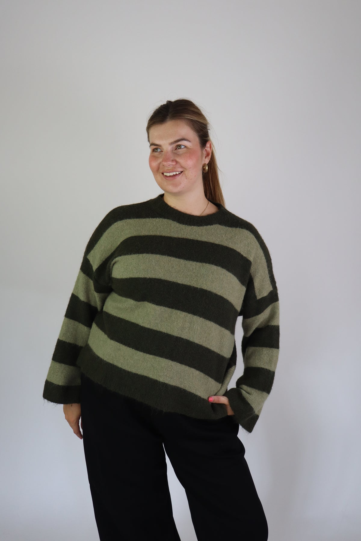 Selina Striped Sweater Green