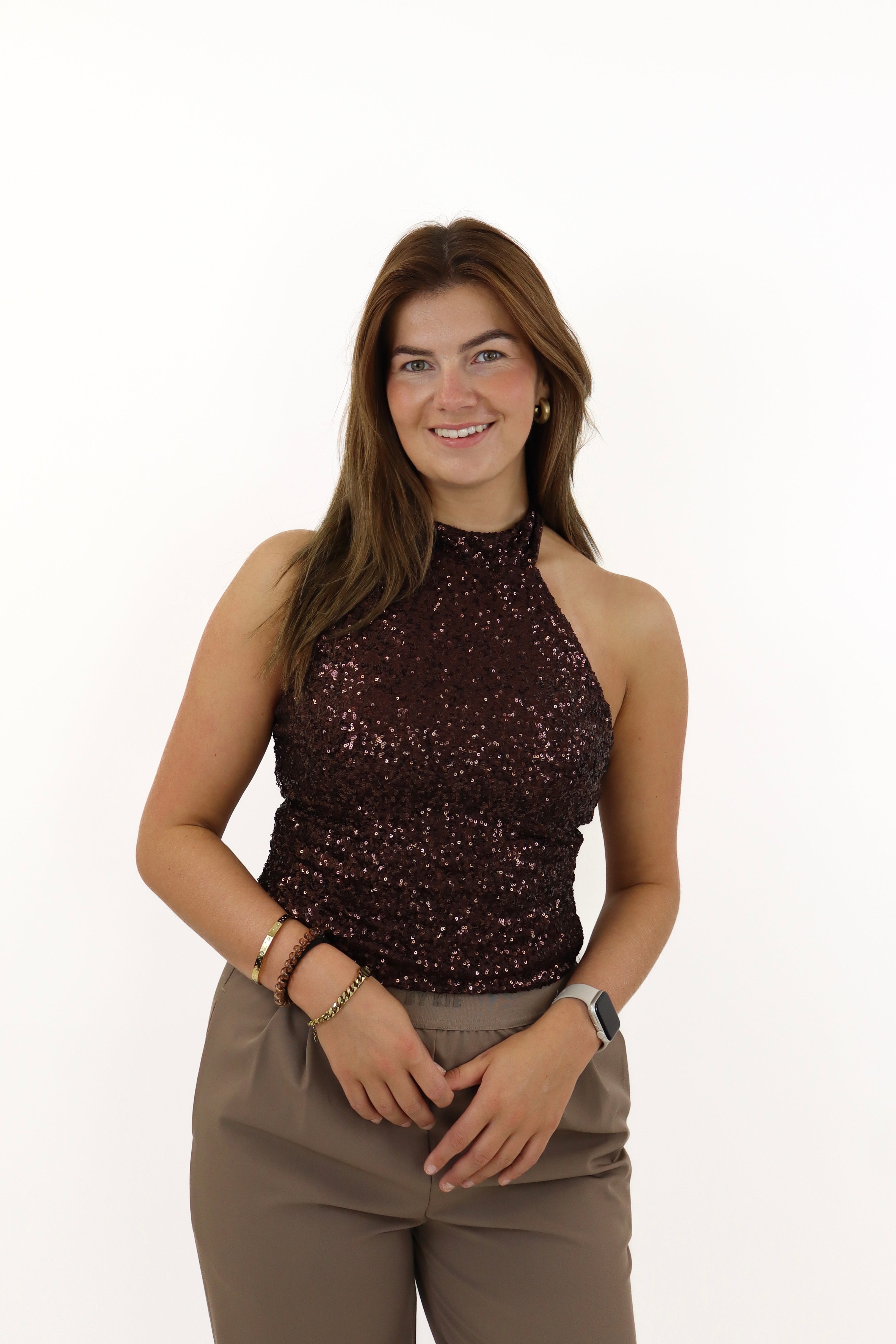 Glitter Halter Top Bruin