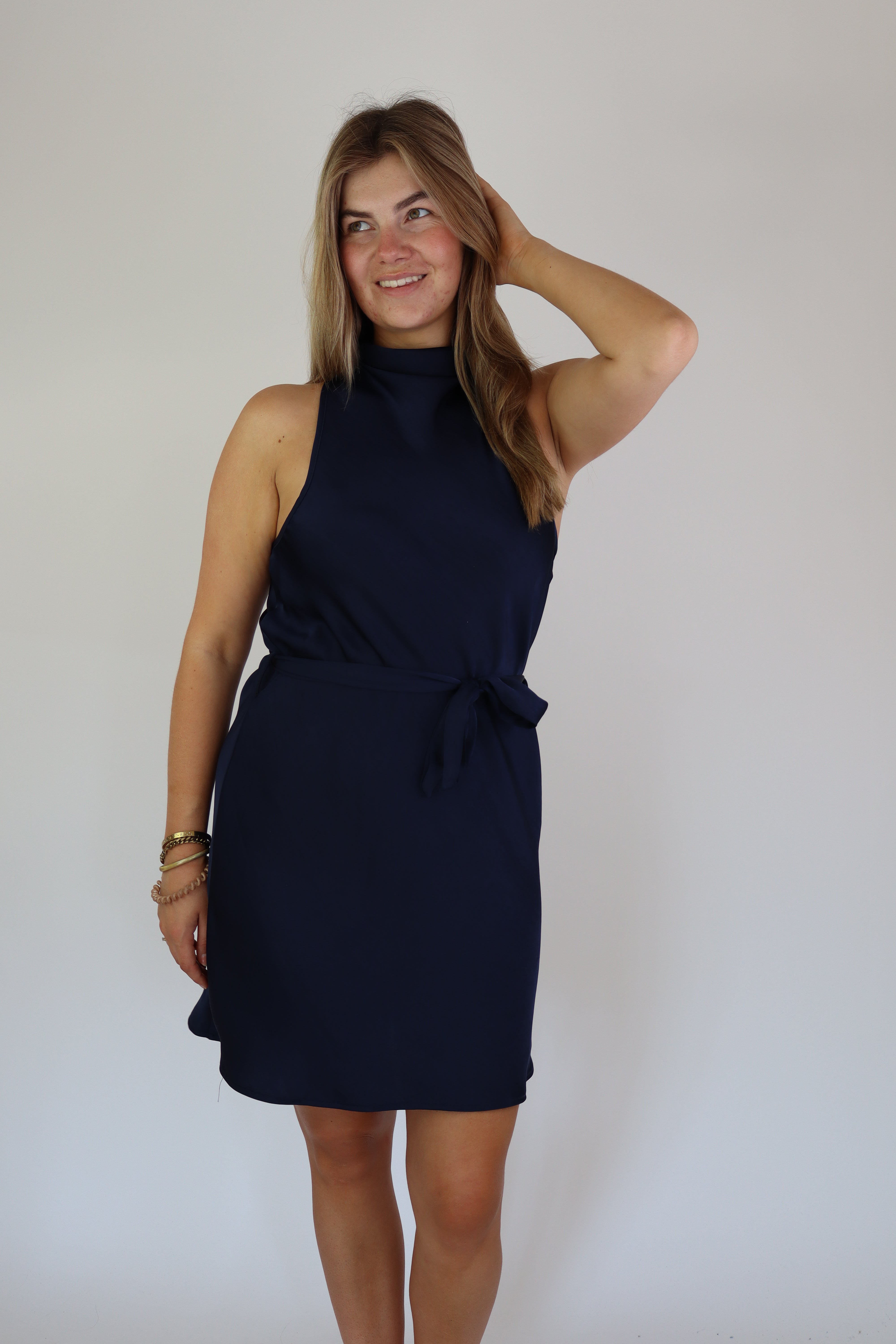 Satijnen Dress Navy