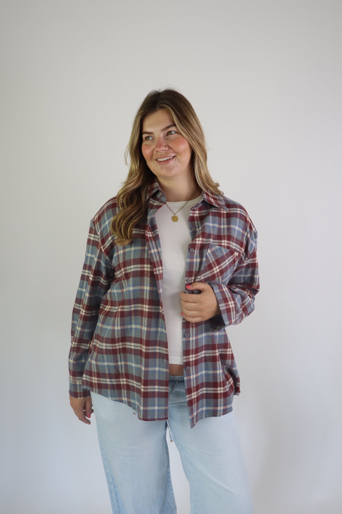 Ruitjes Blouse Ambika Bordeaux