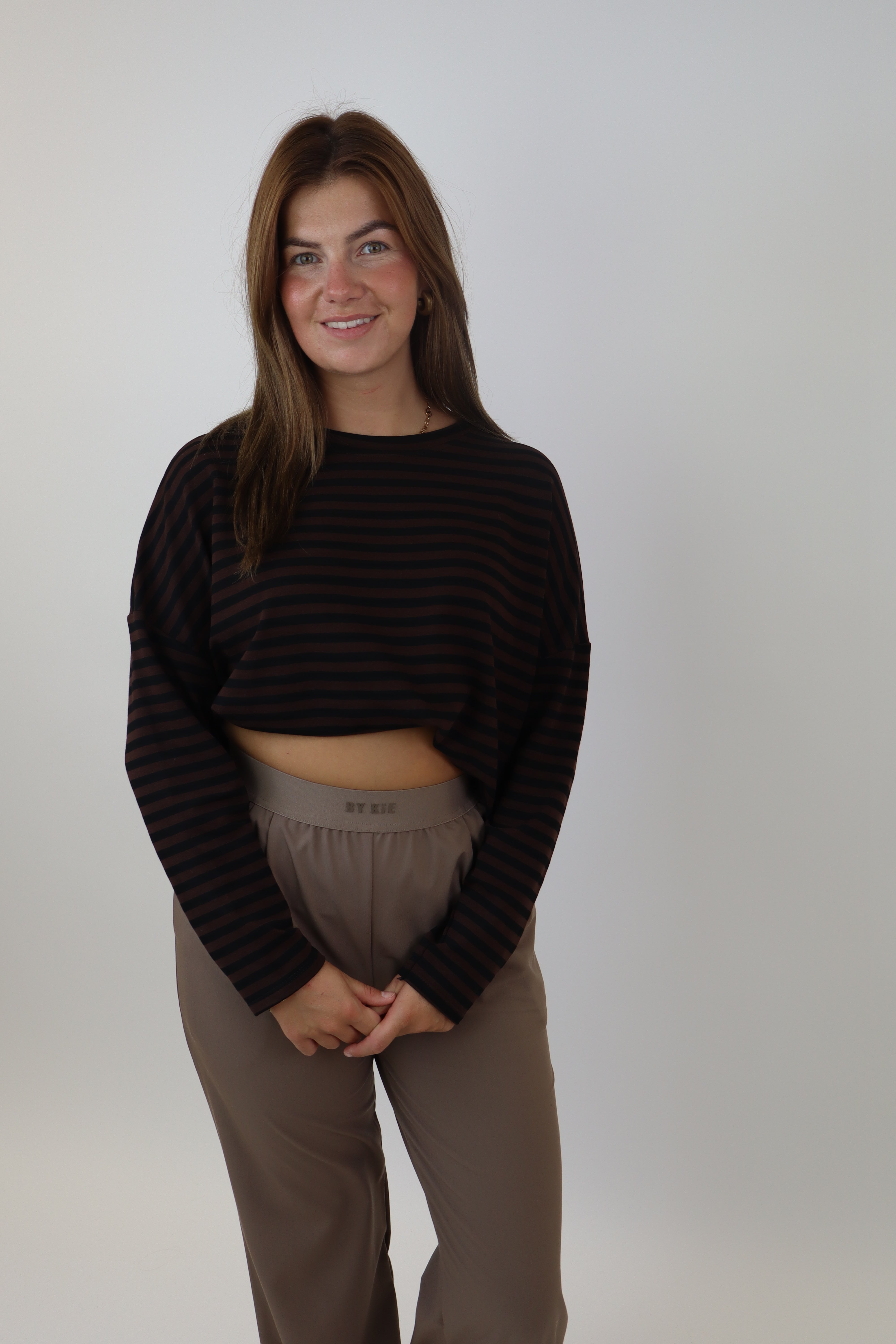 Richelle Striped Top Zwart/Bruin