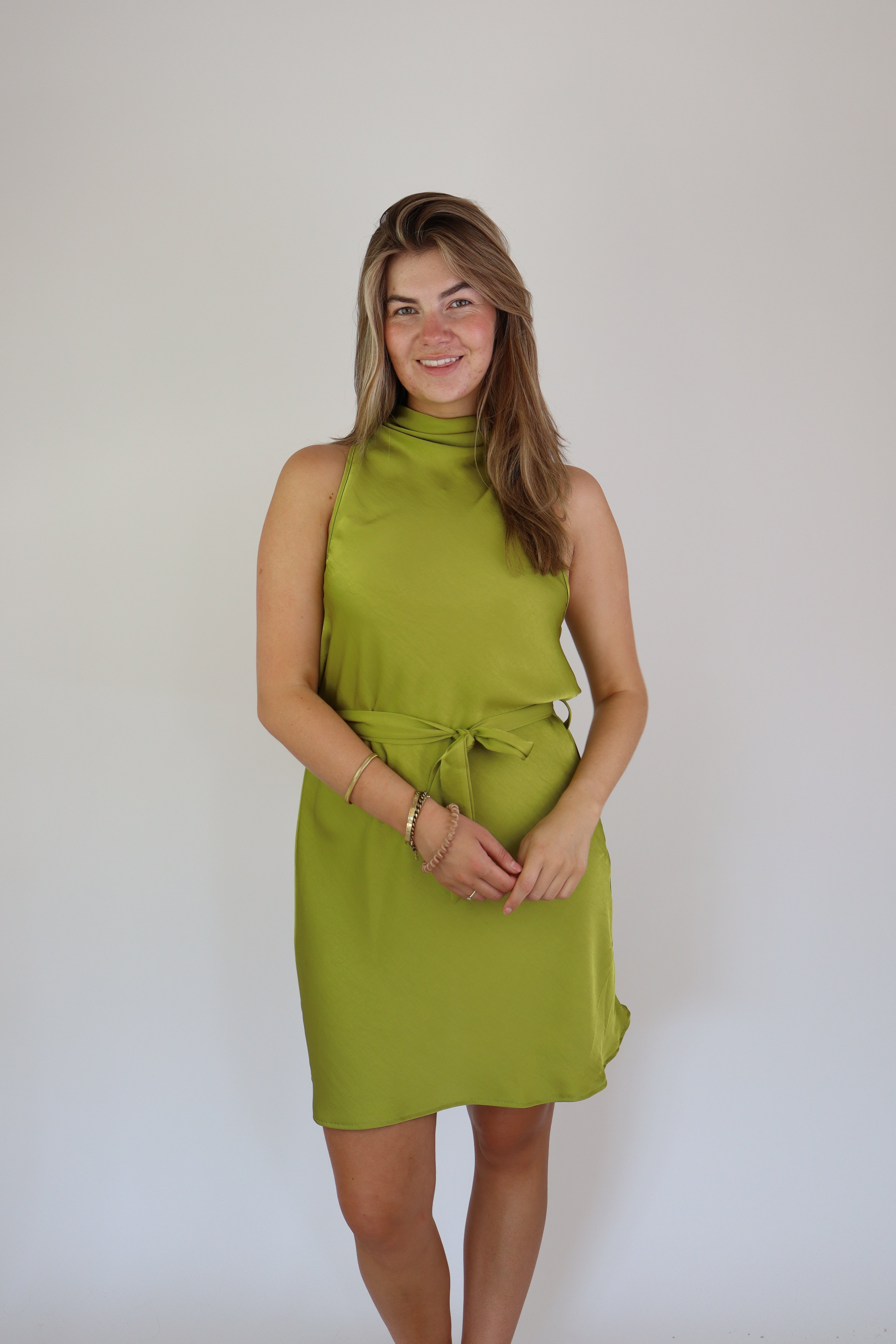 Satijnen Dress Lime