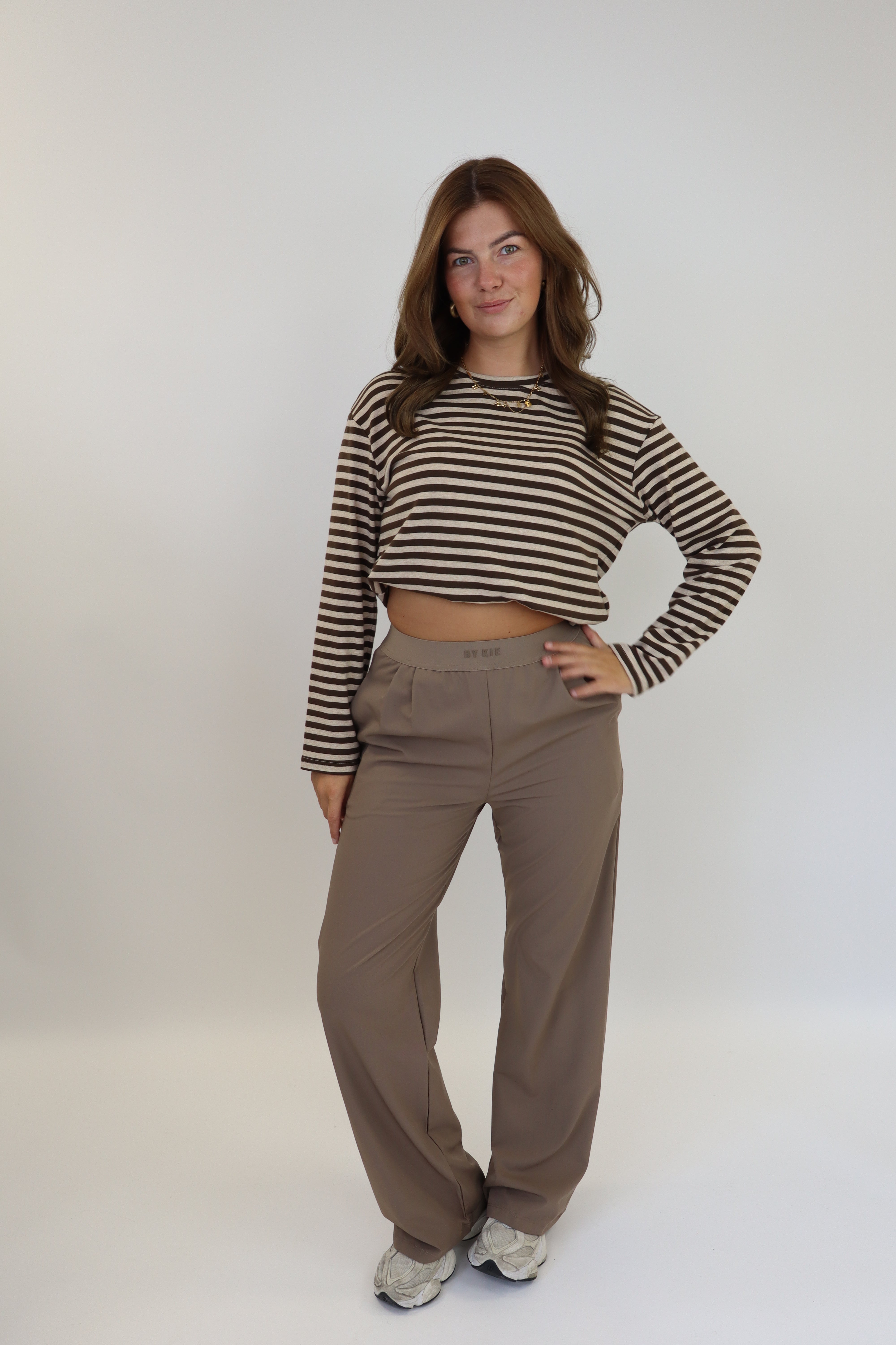 Amy Striped Top Beige/Brown