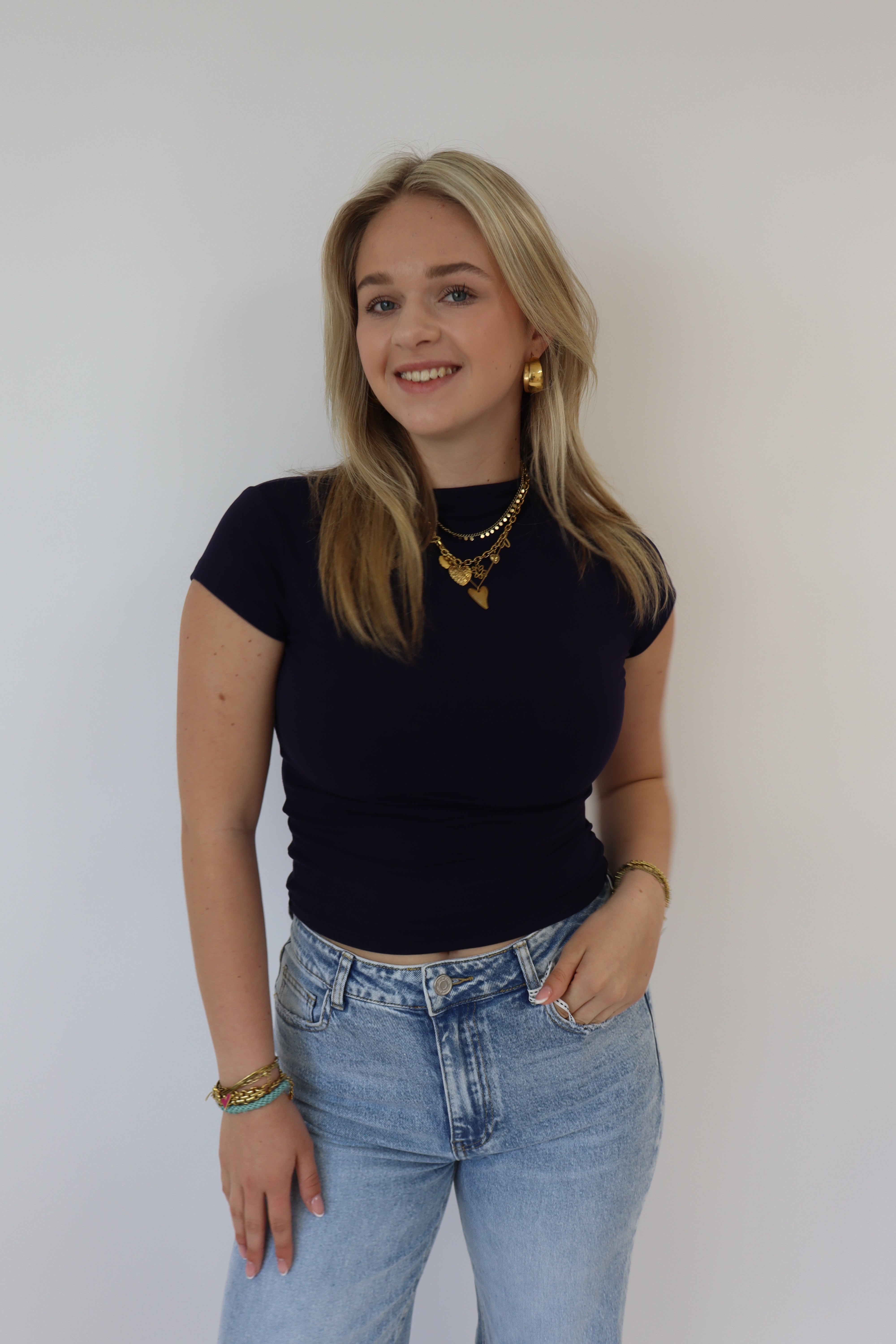 Luna Basic Top | Navy
