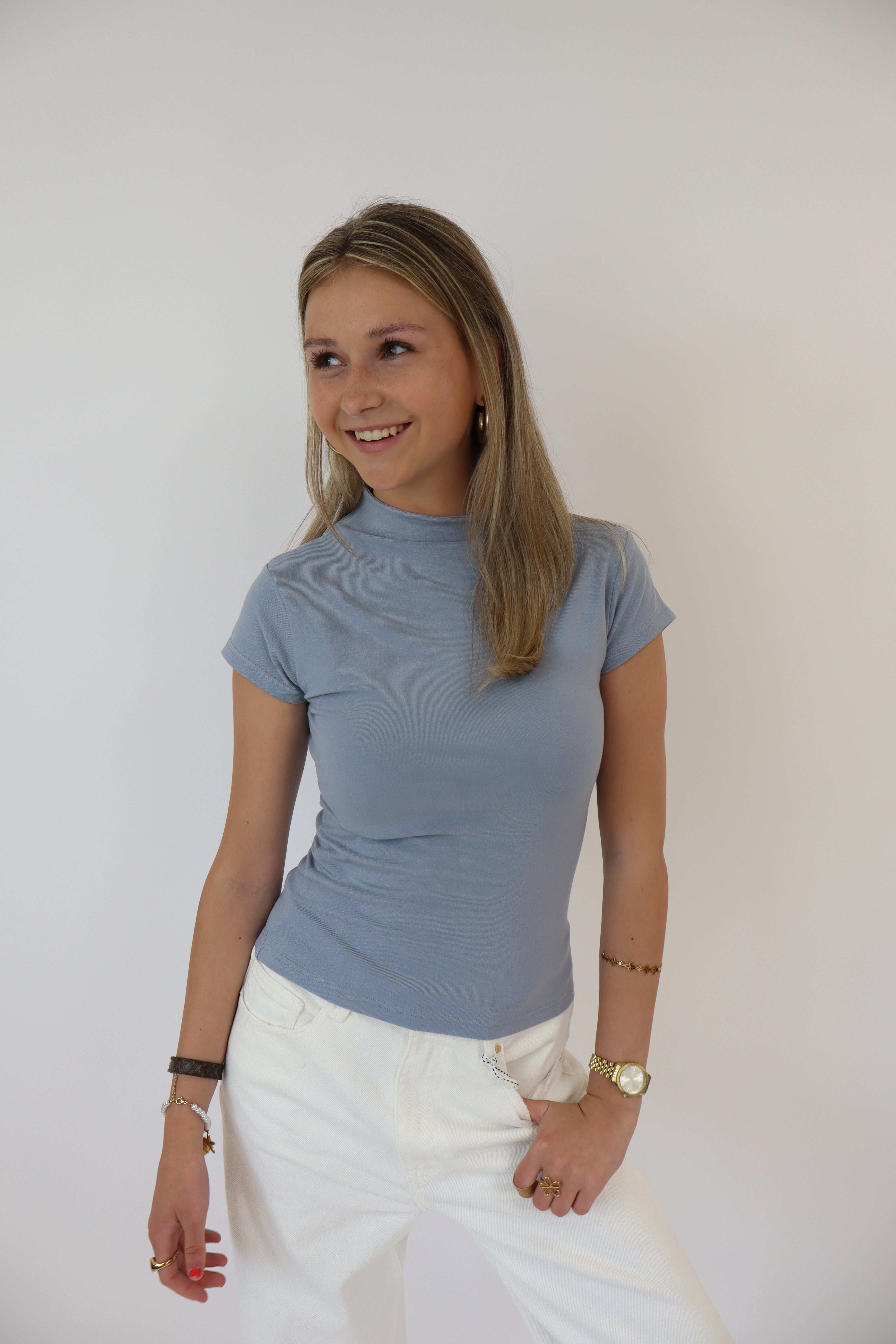 Luna Basic Top | Licht blauw