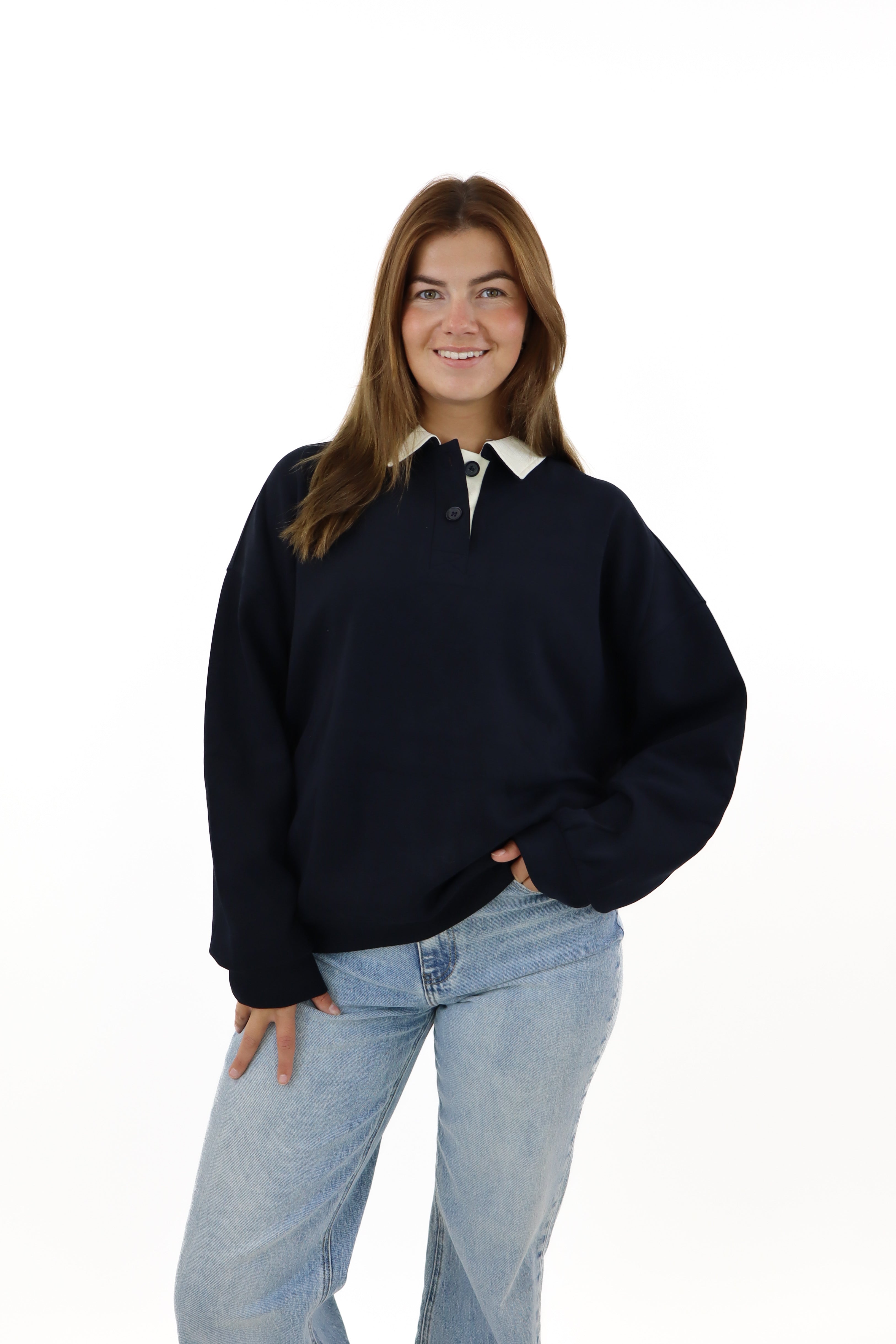 Kyana Polo Sweater Navy Blue