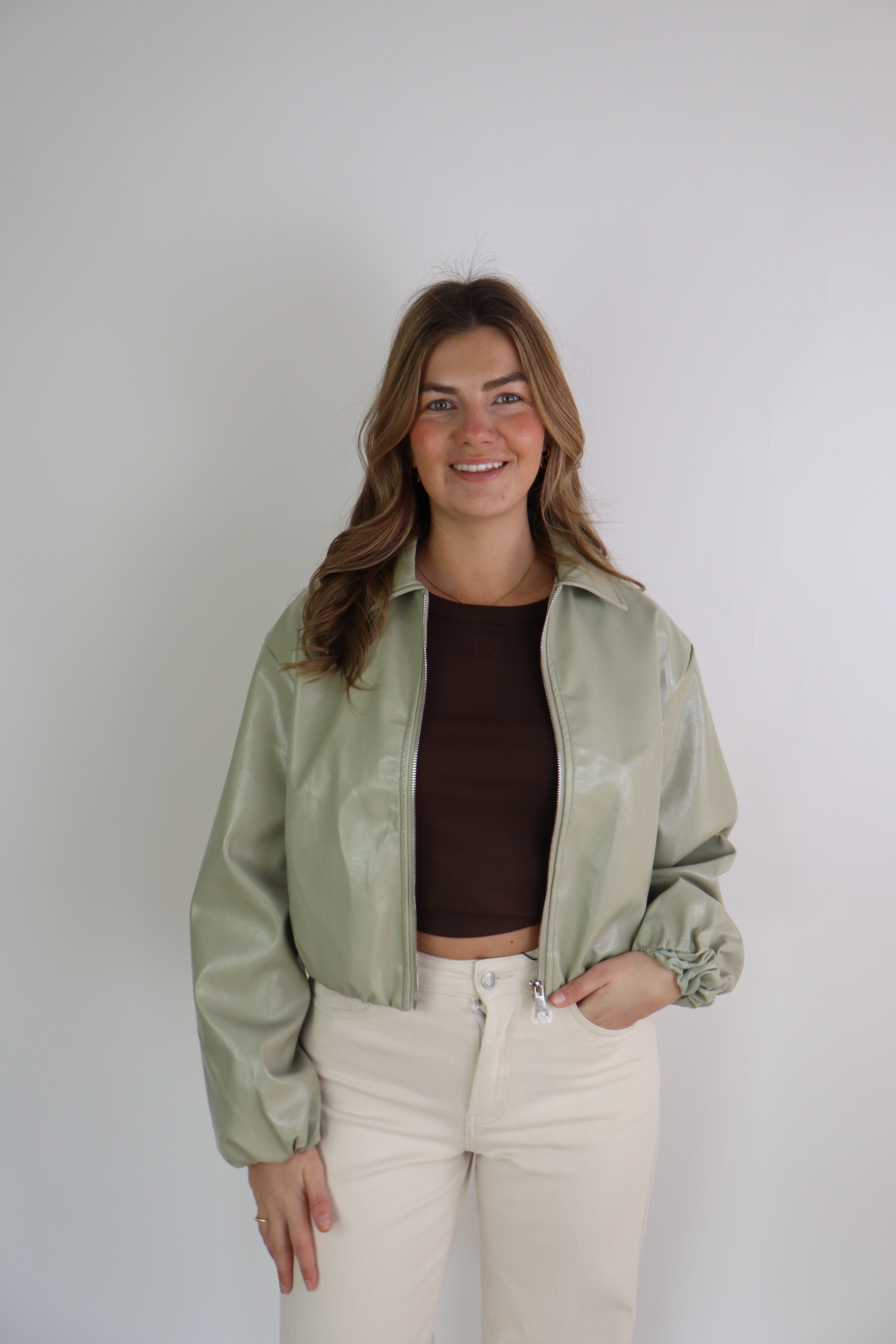 Sophie Leather Jacket Light Green