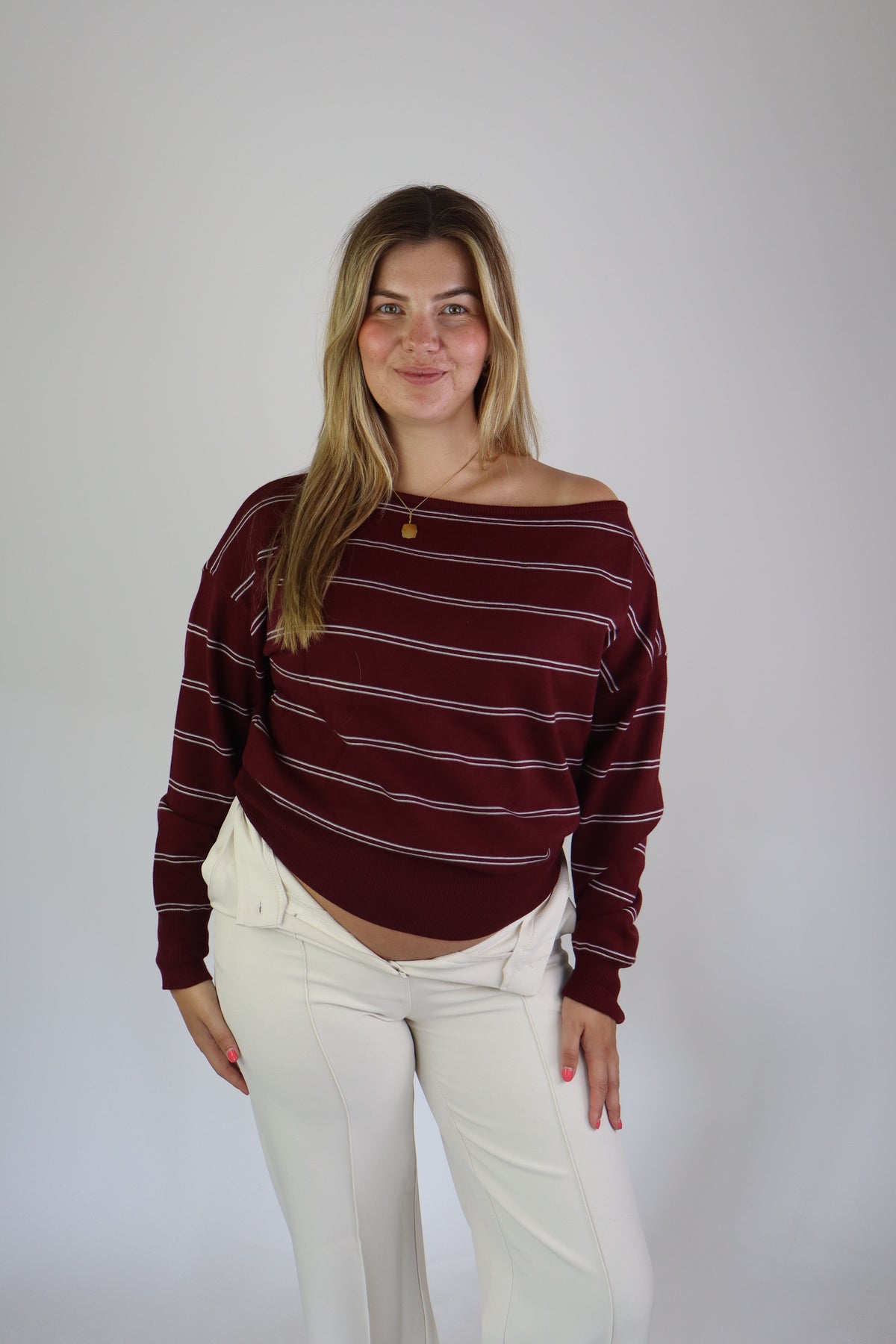 Emmy Off Shoulder Knit Bordeaux
