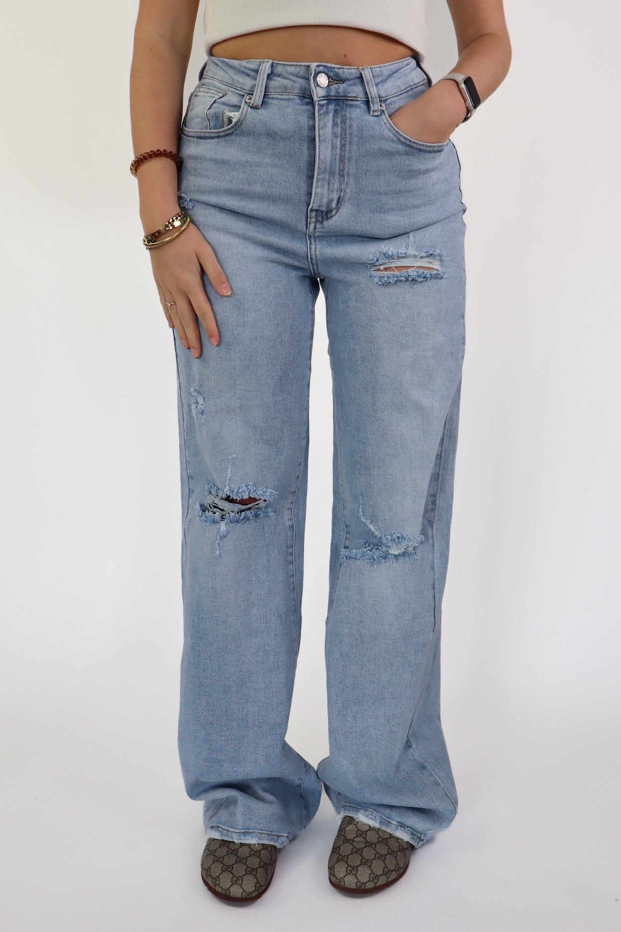 LAULIA RIPPED JEANS DAD FIT Y3370-3