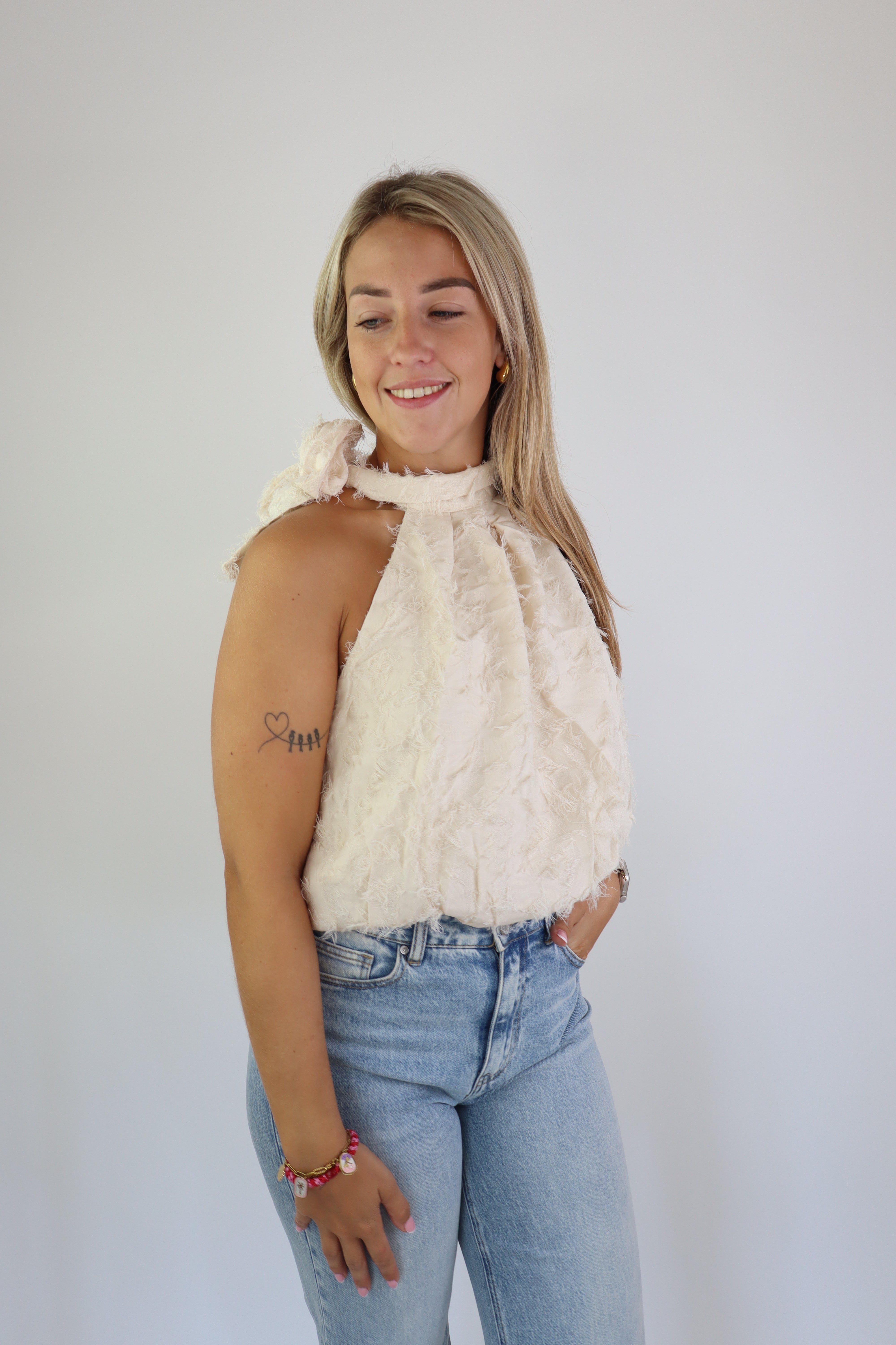 Dani Feather Top Beige