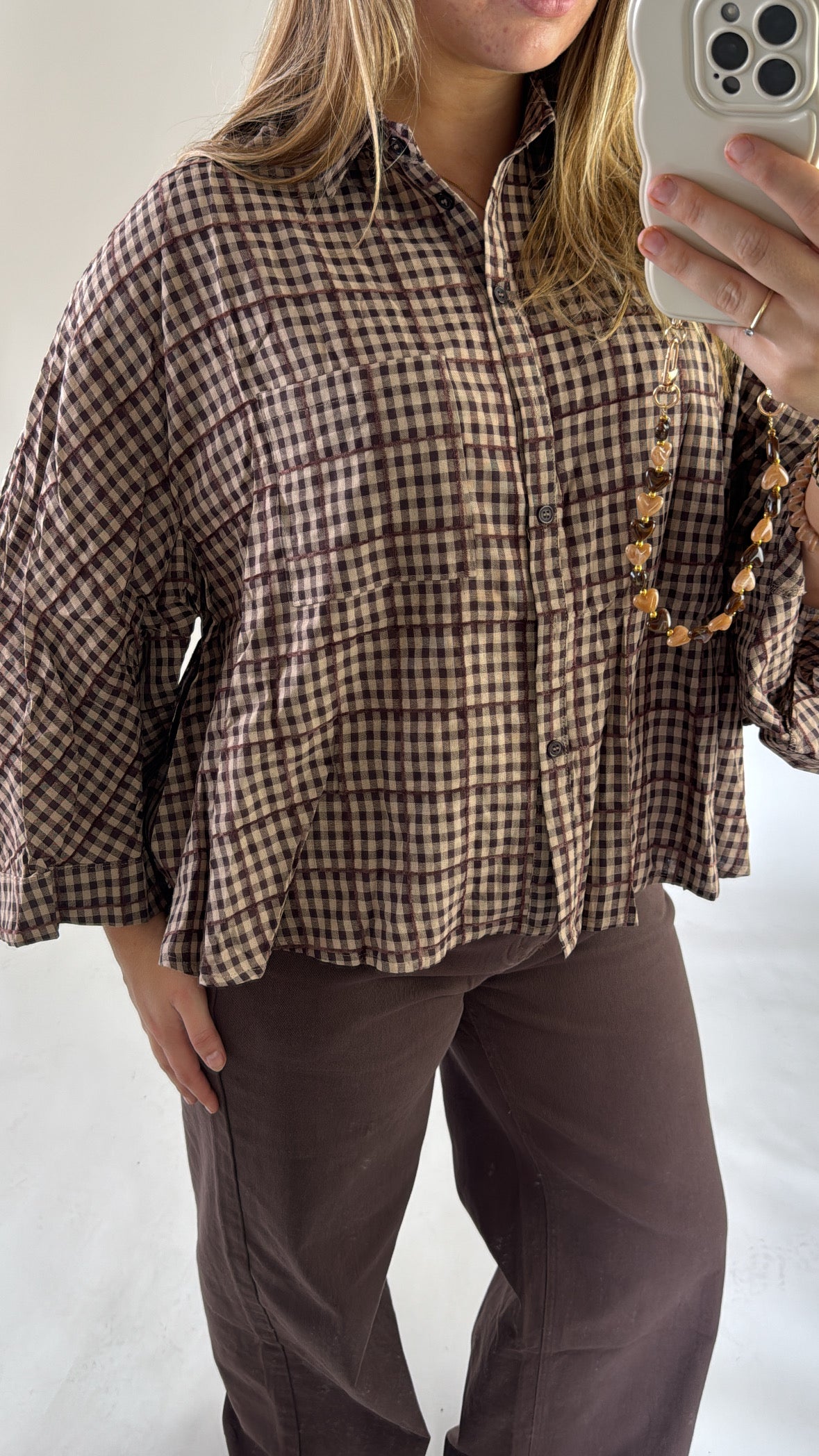 Anouk Plaided Blouse Brown