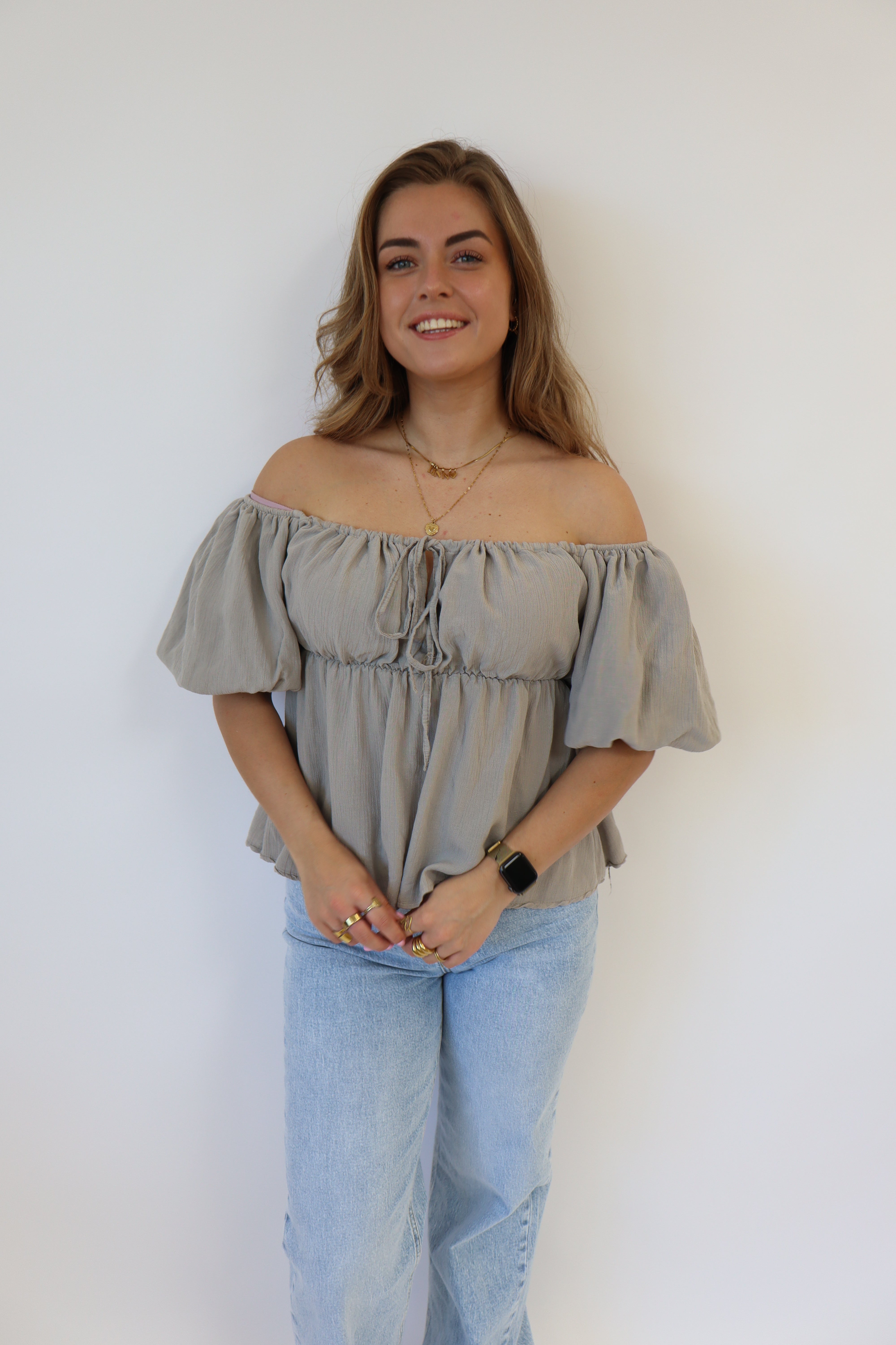 Off Shoulder Top Taupe