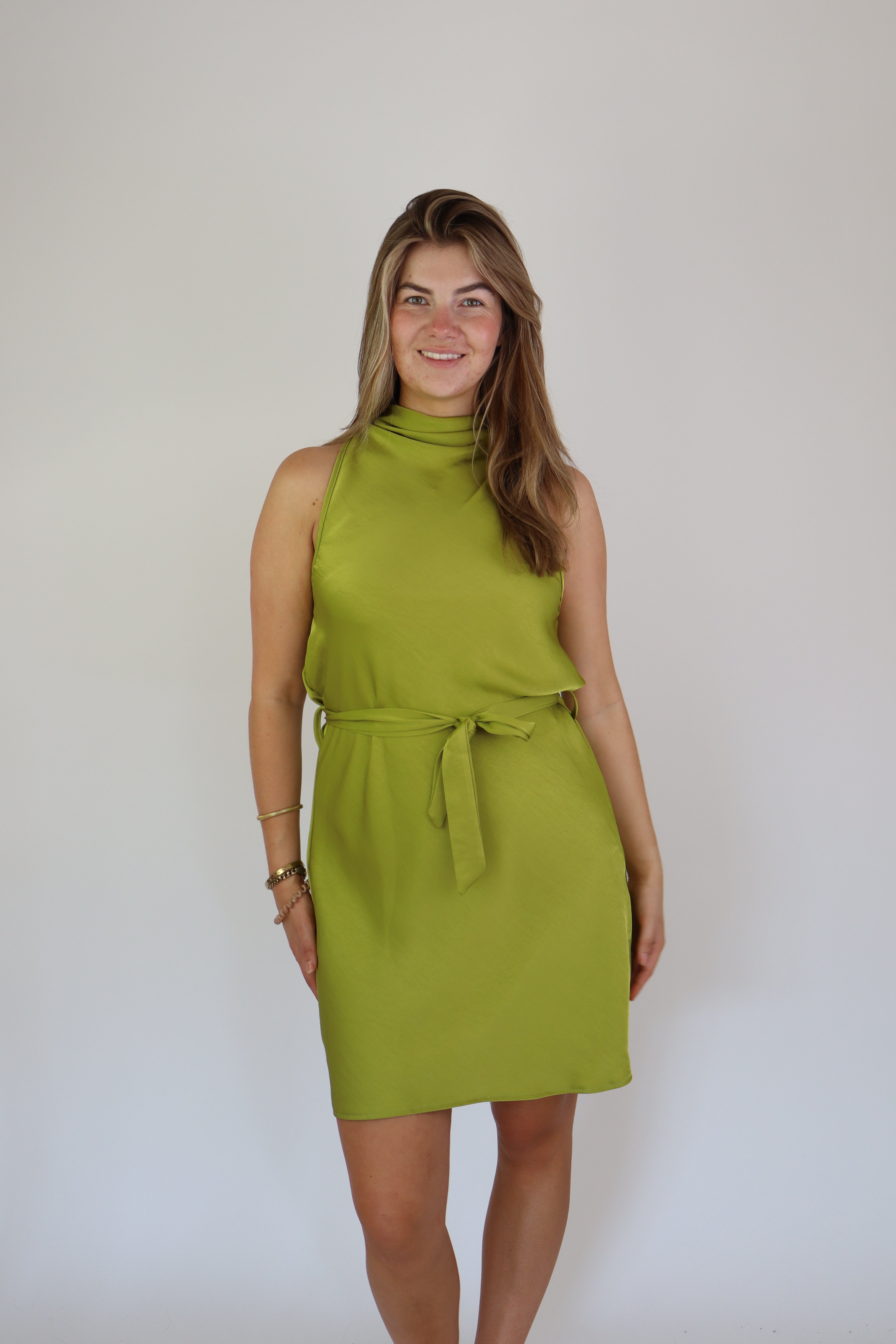 Satijnen Dress Lime