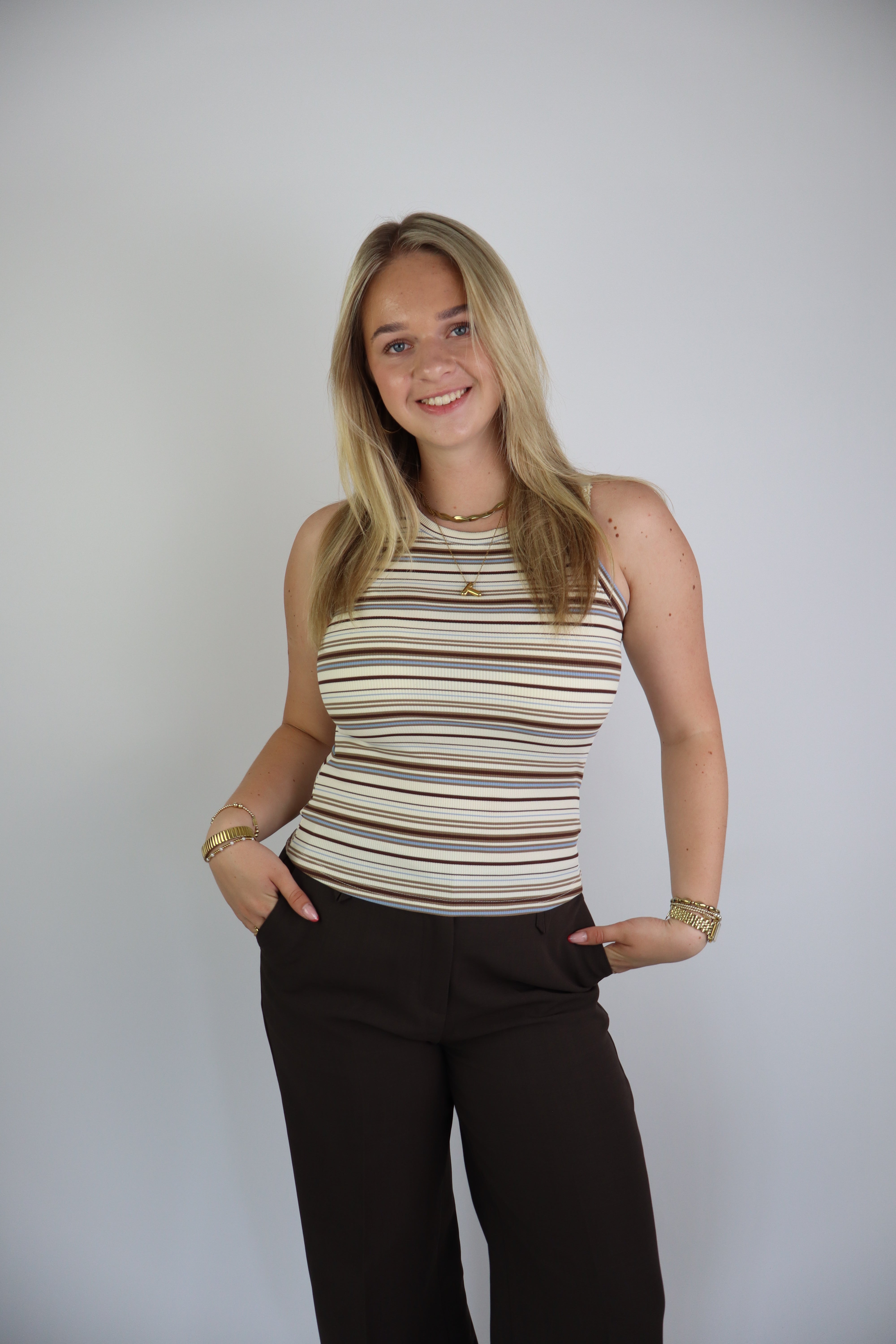 Striped Tank Top Beige