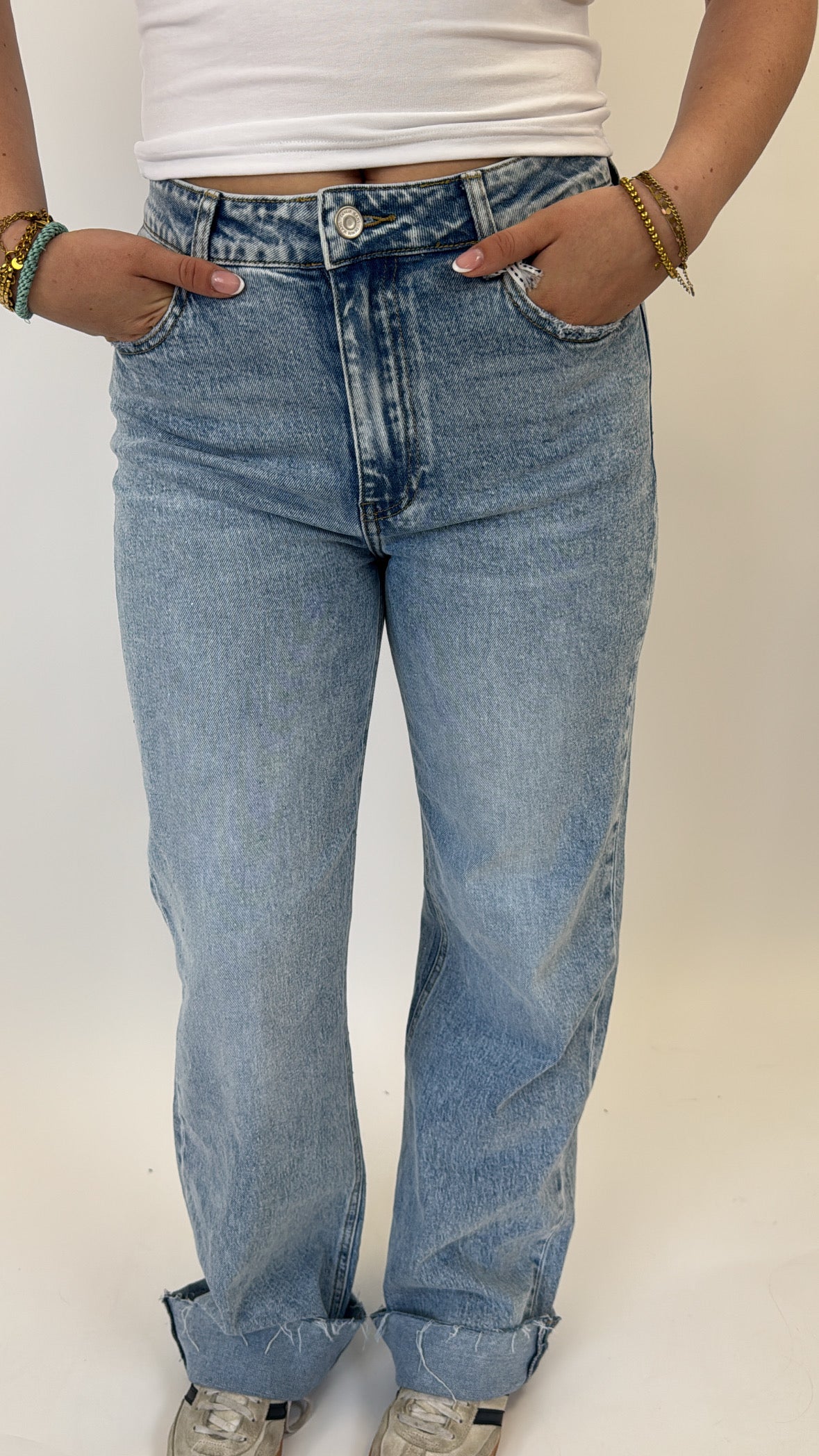 Tall Wide Leg Glitter Jeans W3767