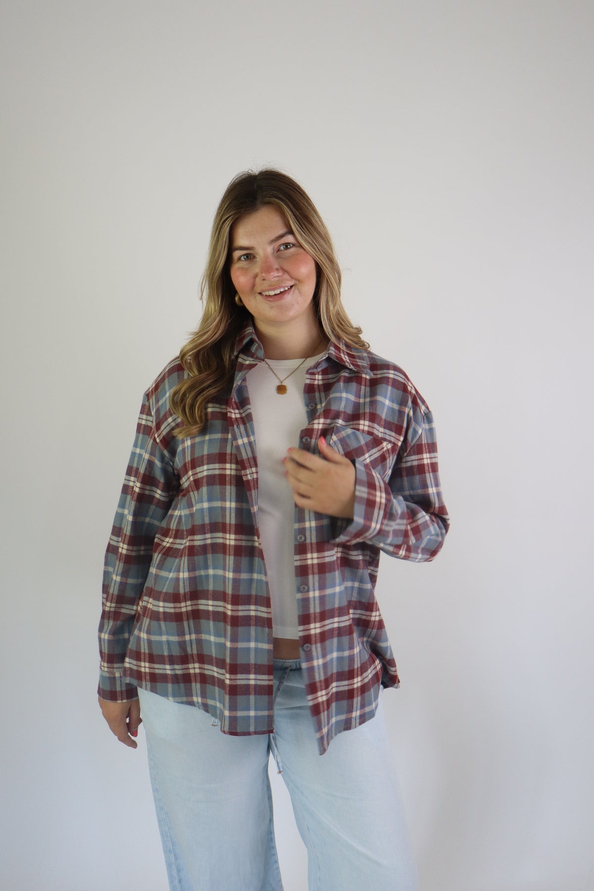 Ruitjes Blouse Ambika Bordeaux