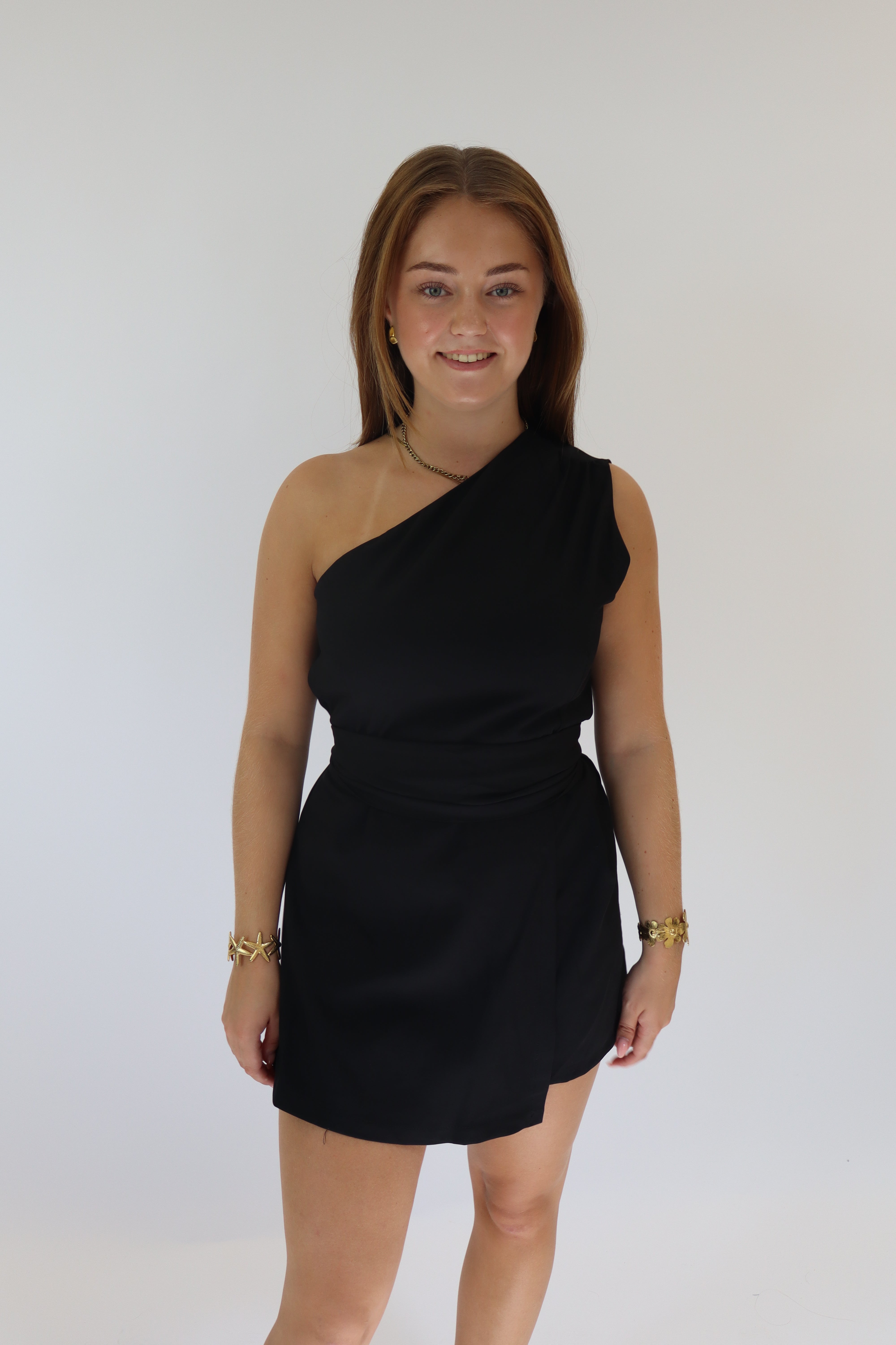 Alysha One Shoulder Playsuit Black