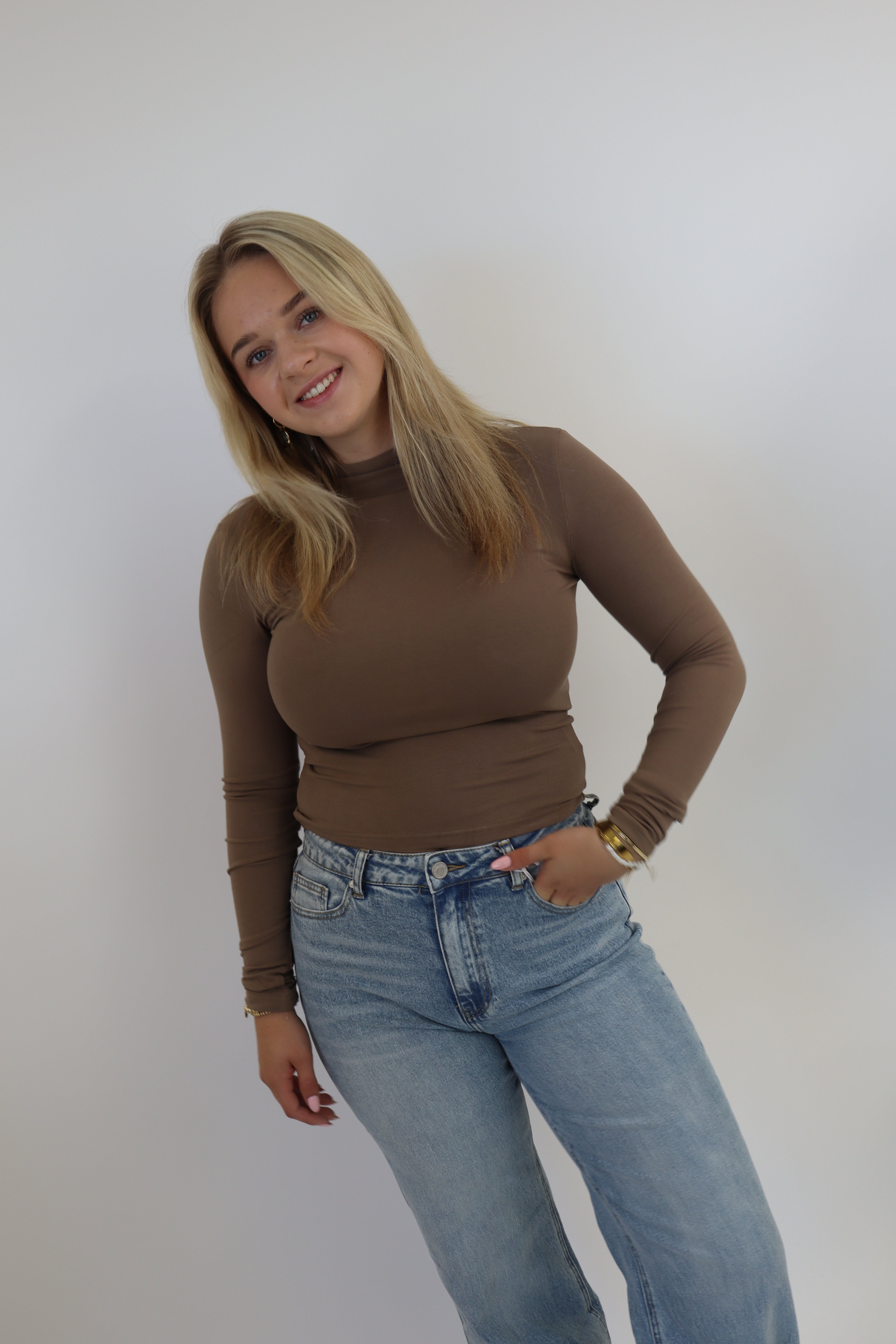 Leanne Long Sleeve Top - Dark Taupe