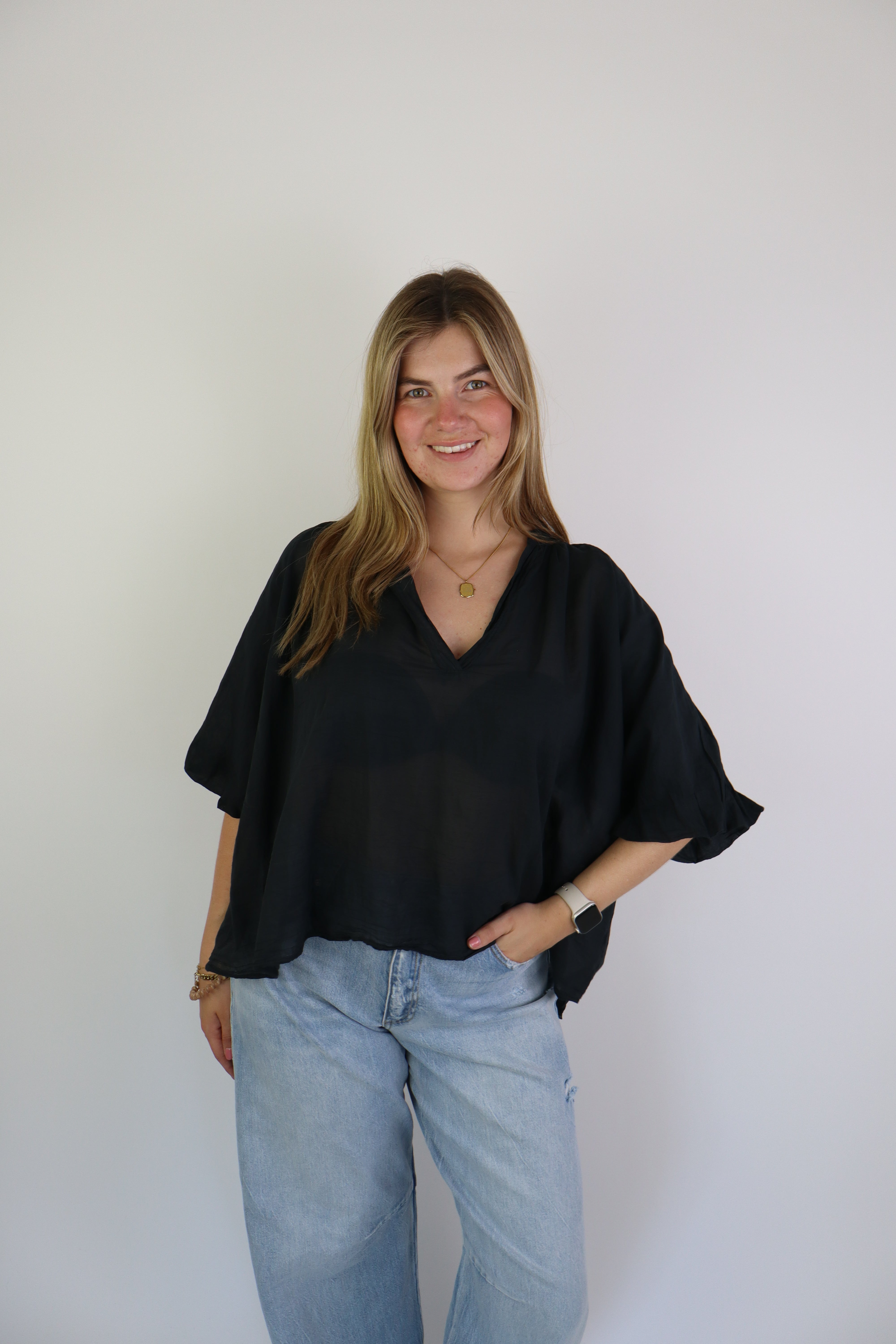Basic Katoenen Blouse Black