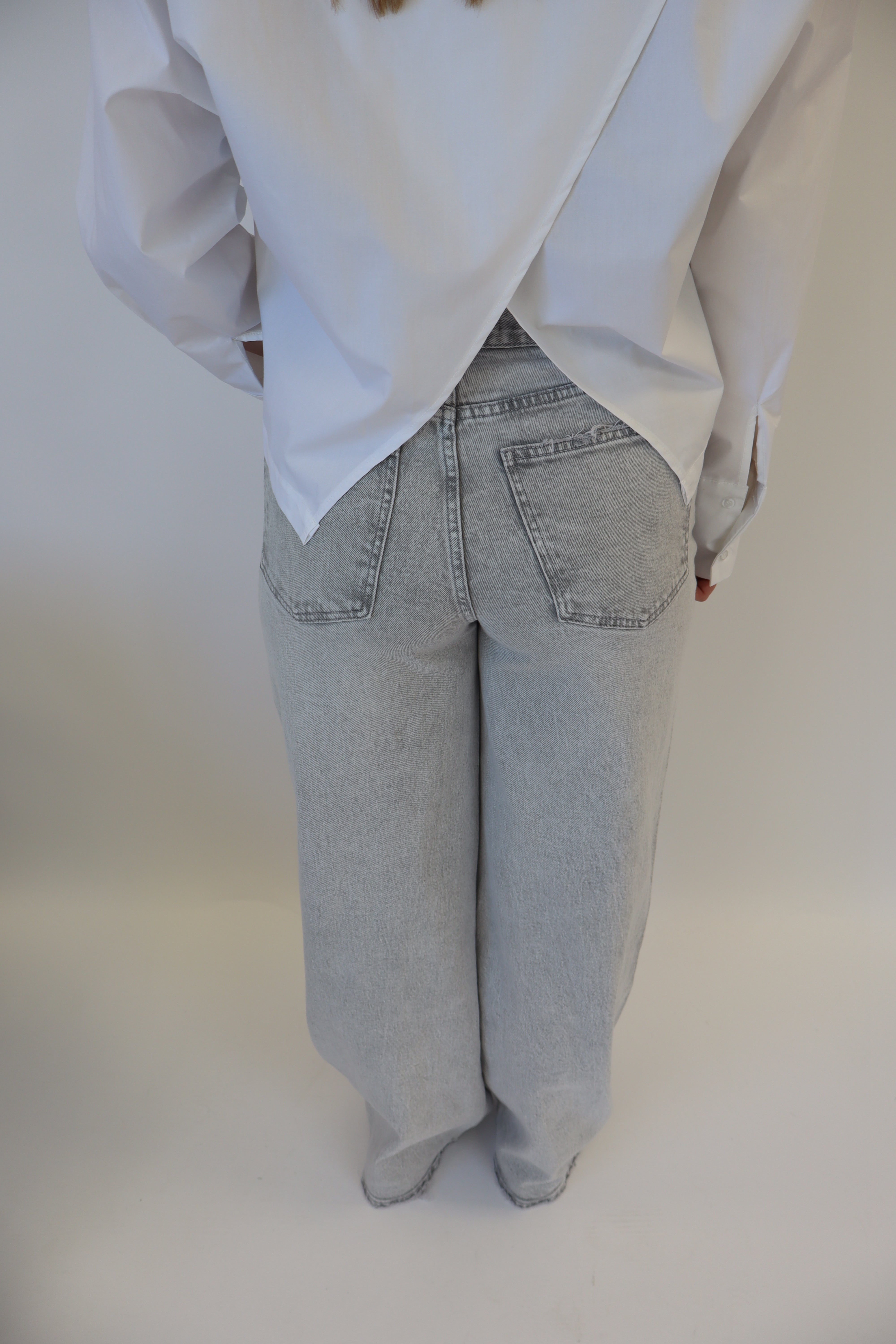 Double Button Jeans Light Grey | W3801-1